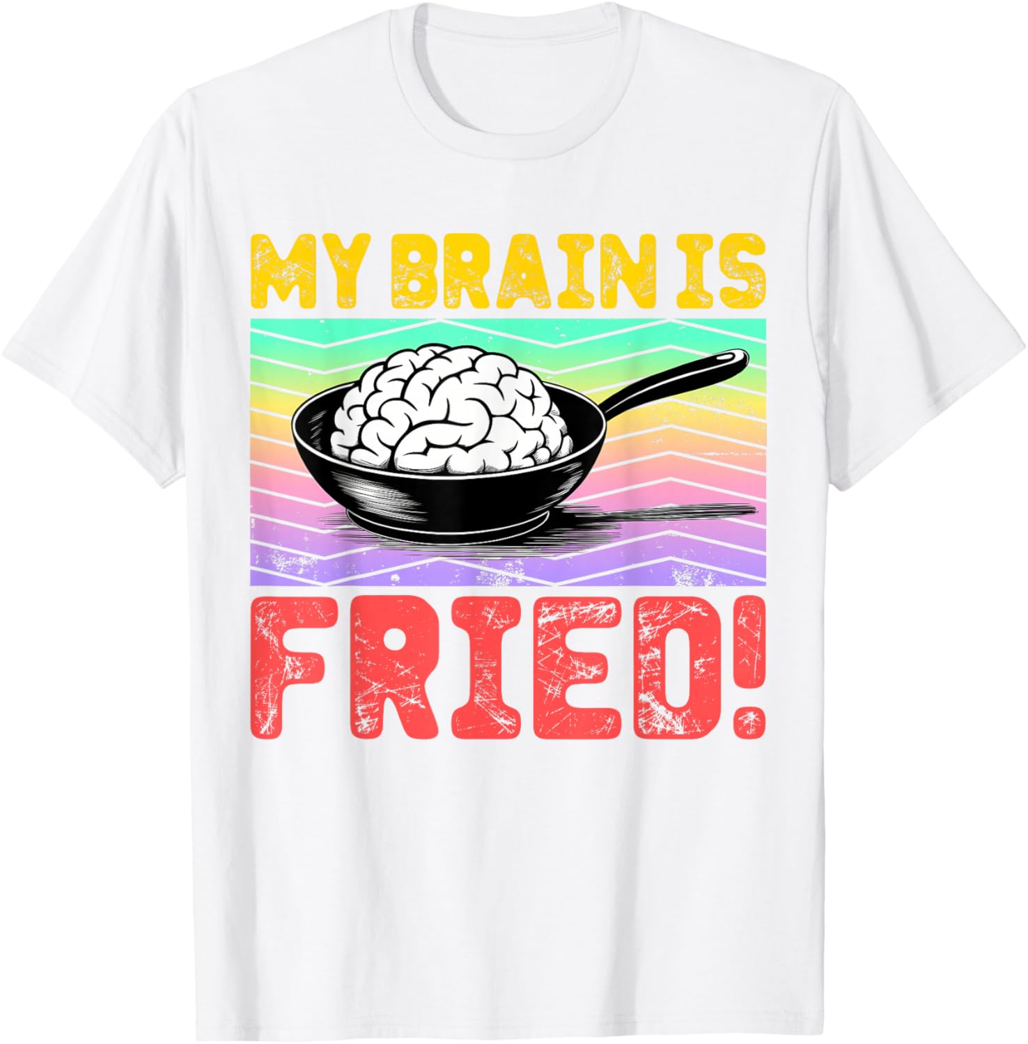 Cartoon Brain Fried Stress Relief T-Shirt for Fun and Relaxation - 9