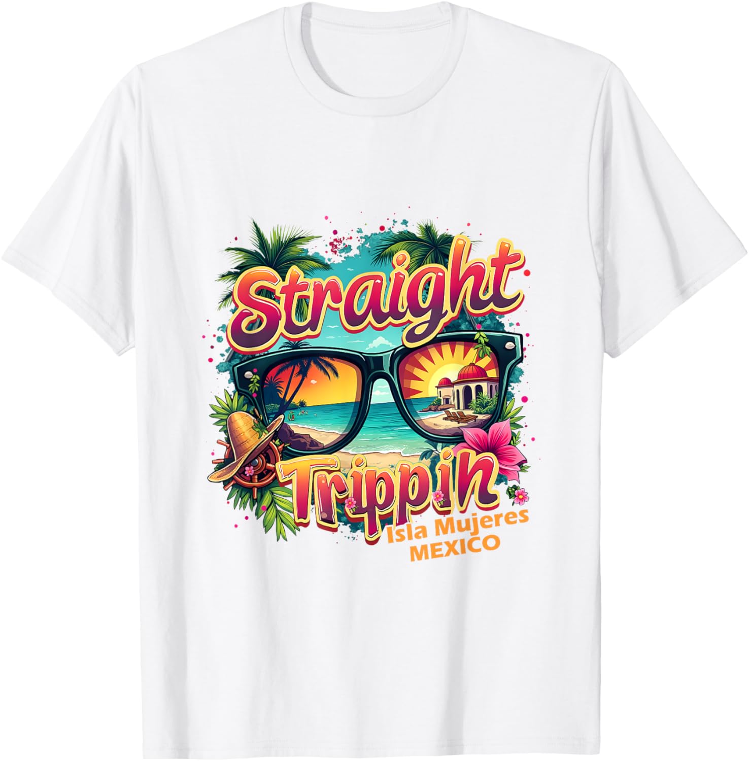 Isla Mujeres 2025 Retro Straight Trippin T-Shirt for Vacation Fun - 9