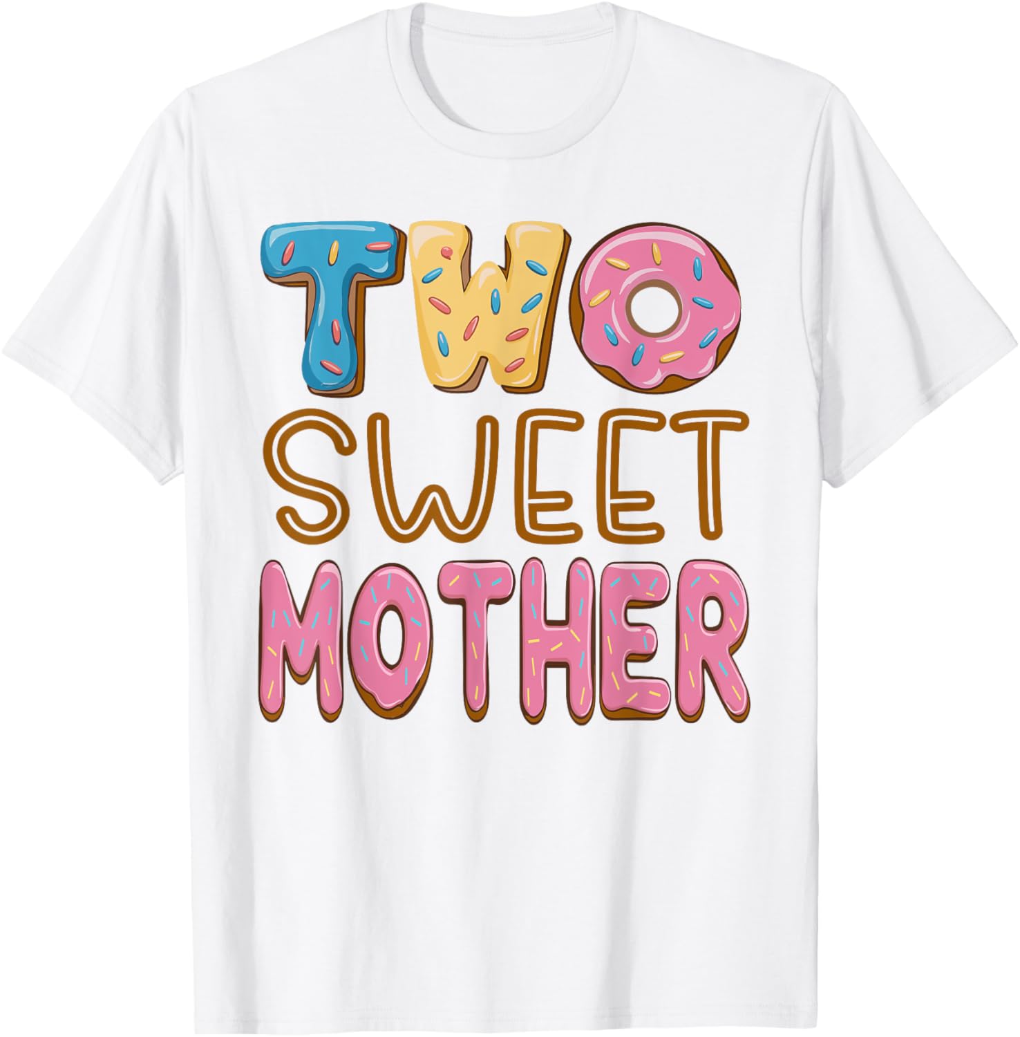 Cute Mom of Two Sweet Donut Birthday Girl T-Shirt for 2nd Birthday Celebration - 5