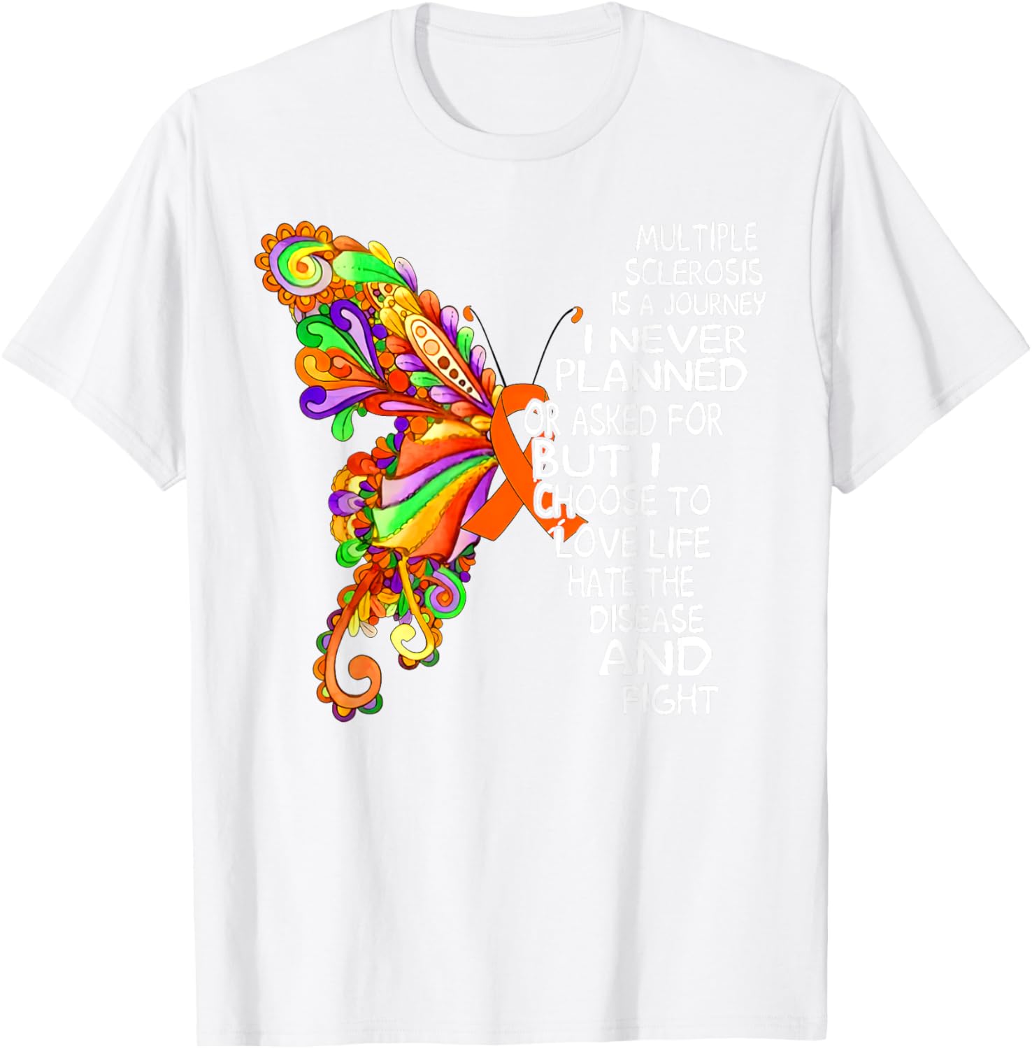 Butterfly Ribbon MS Warrior T-Shirt for Multiple Sclerosis Awareness - 8