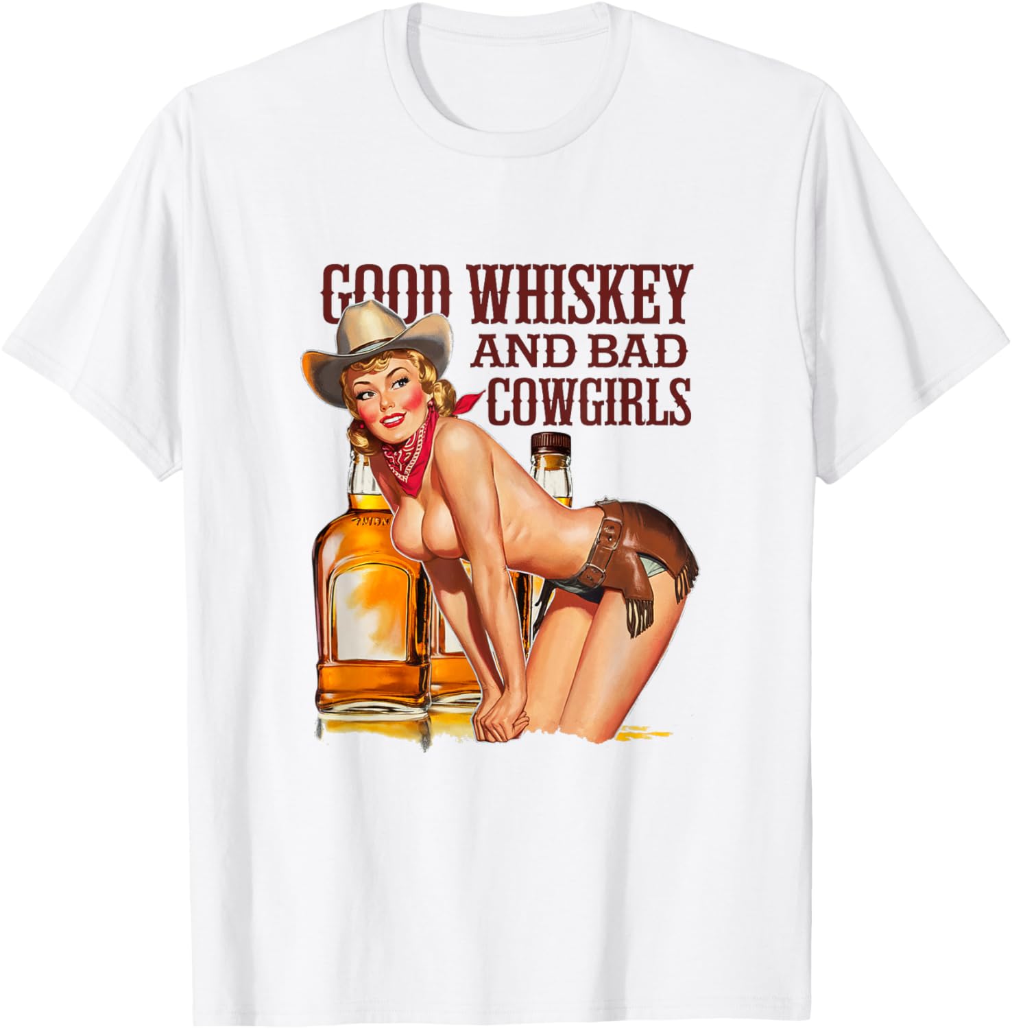 Funny Vintage Good Whiskey and Bad Cowgirls T-Shirt for Alcohol Lovers - 3