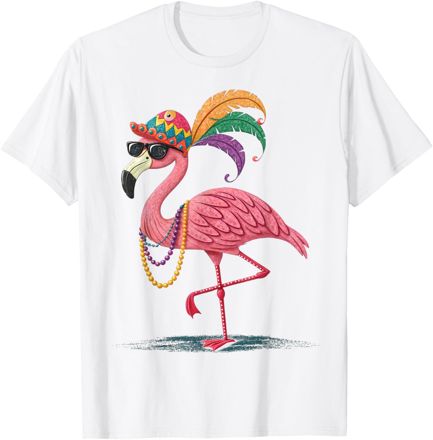 Funny Mardi Gras Flamingo Carnival Party T-Shirt for Fun Celebrations - 4