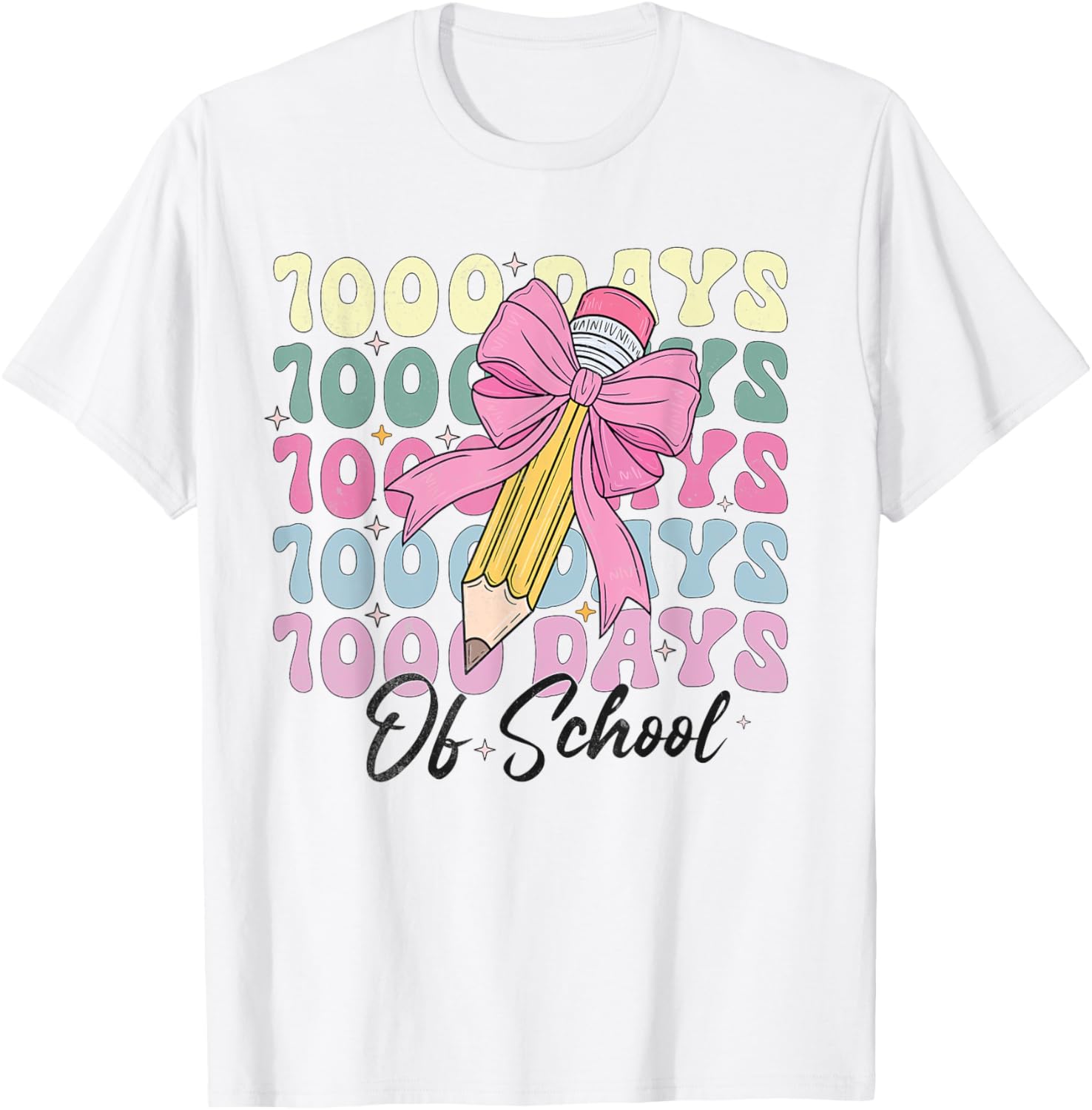 1000 Days of School Girls Coquette Bow T-Shirt for Celebration Fun - 2