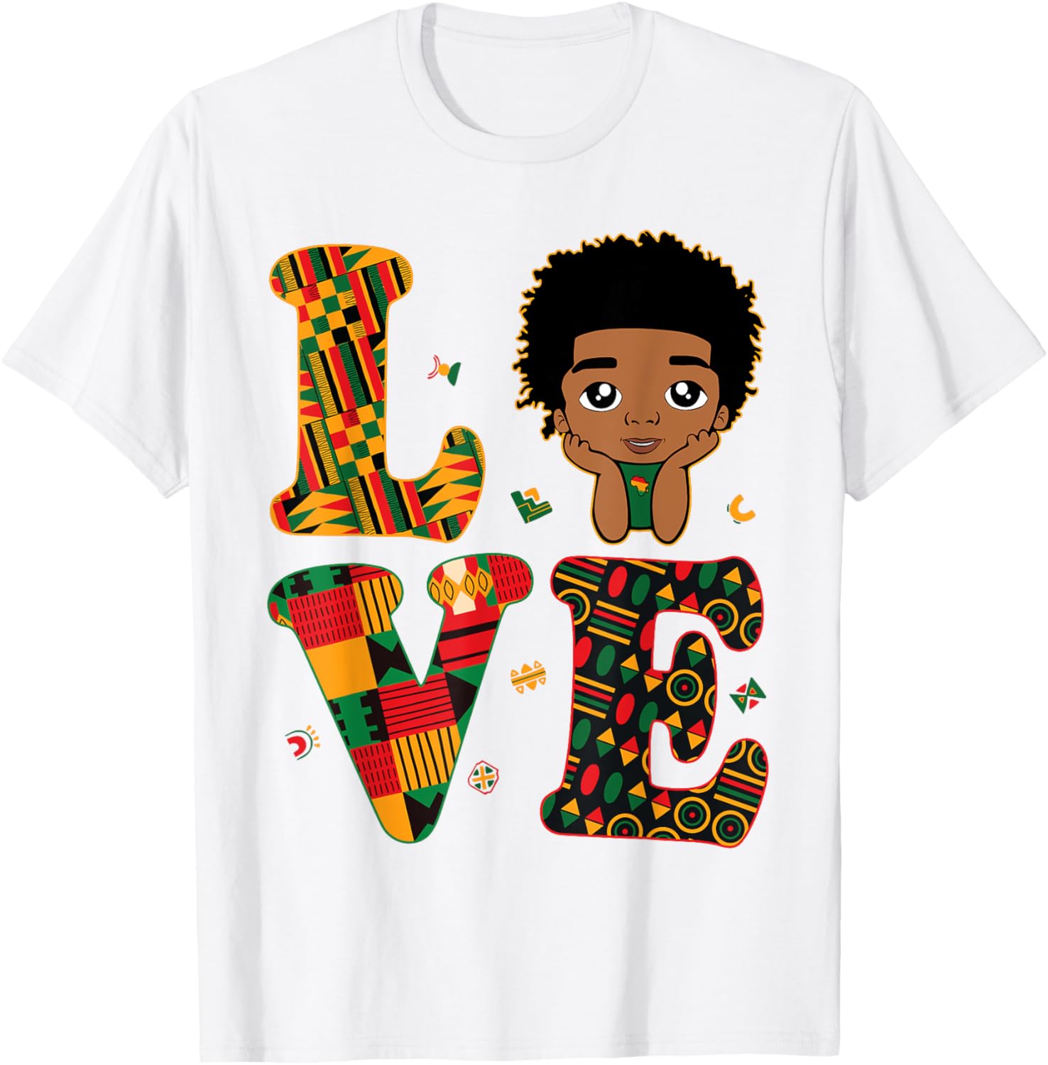 Proud LOVE African Kente Toddler Boys T-Shirt for Black History Month - 5