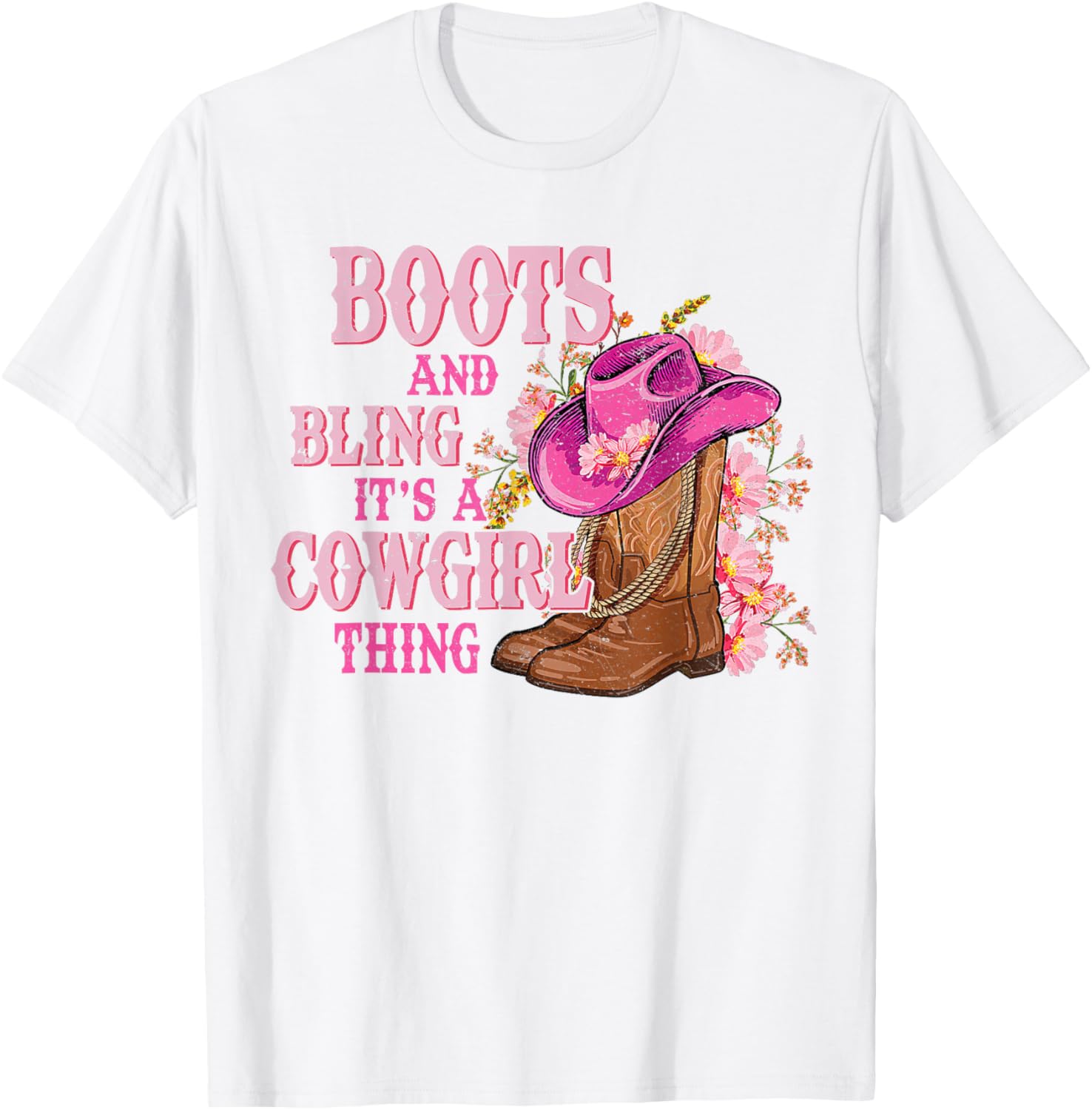 Cowgirl Style Boots and Bling Rodeo Love T-Shirt for Country Girls - 5
