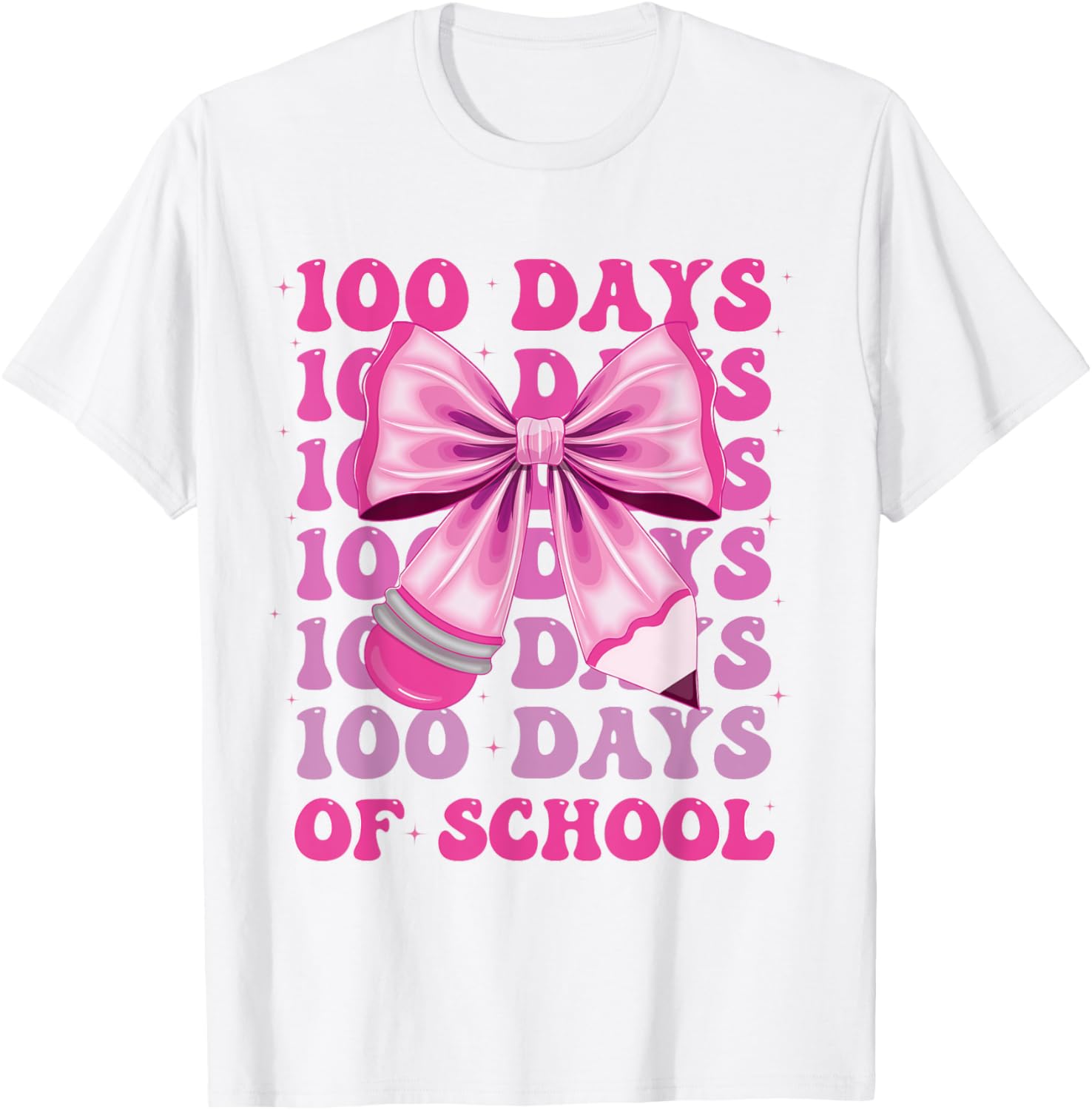 100 Days of School Girls Coquette Bow T-Shirt for Celebrating 100th Day - 4
