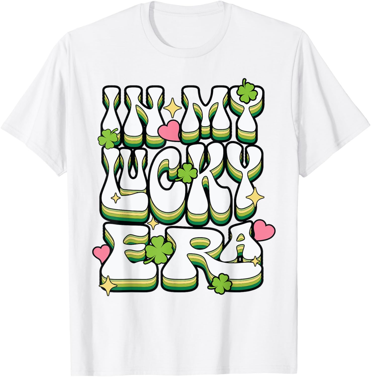 St Patricks Day Lucky Era Funny Irish Shamrock Groovy T-Shirt - 23