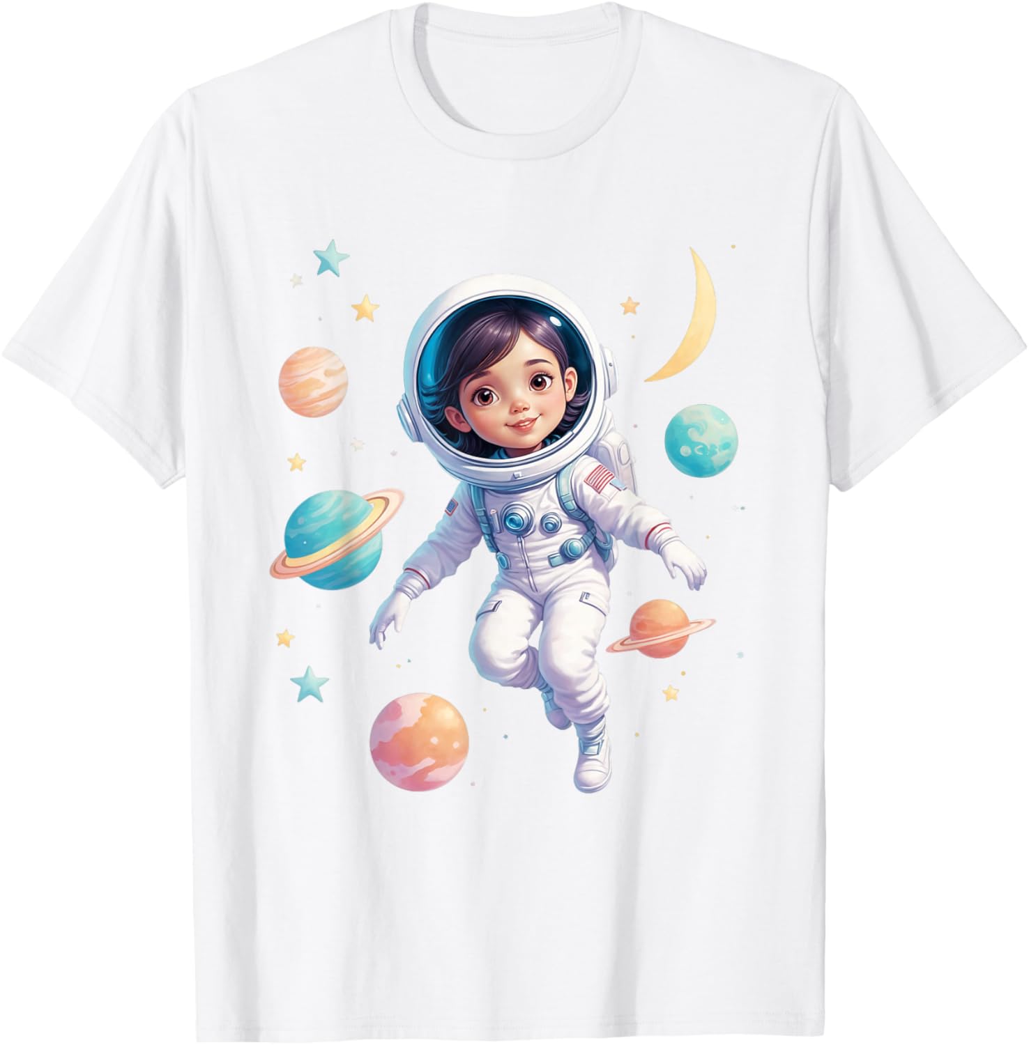 Cute Space Girl Astronaut T-Shirt for Cosmic Explorer Fans - 8