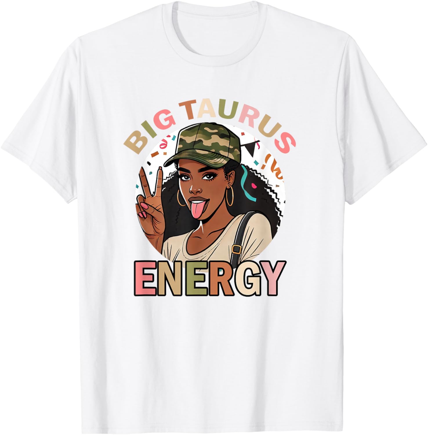 Big Taurus Energy Camo T-Shirt for Black Women - Retro Birthday Gift - 7