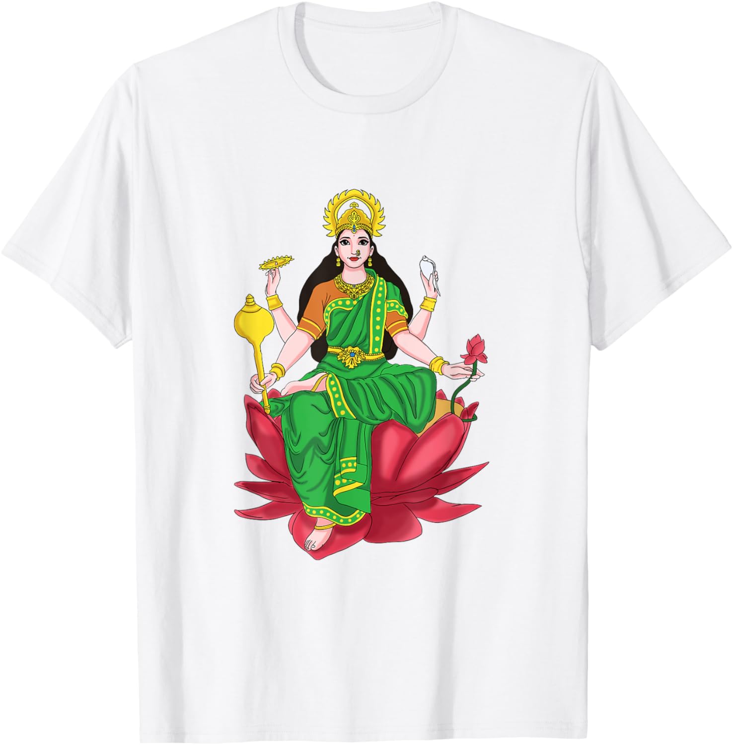 Laxmi Mata Diwali T-Shirt with Lotus Illustration for Pooja Celebrations - 15