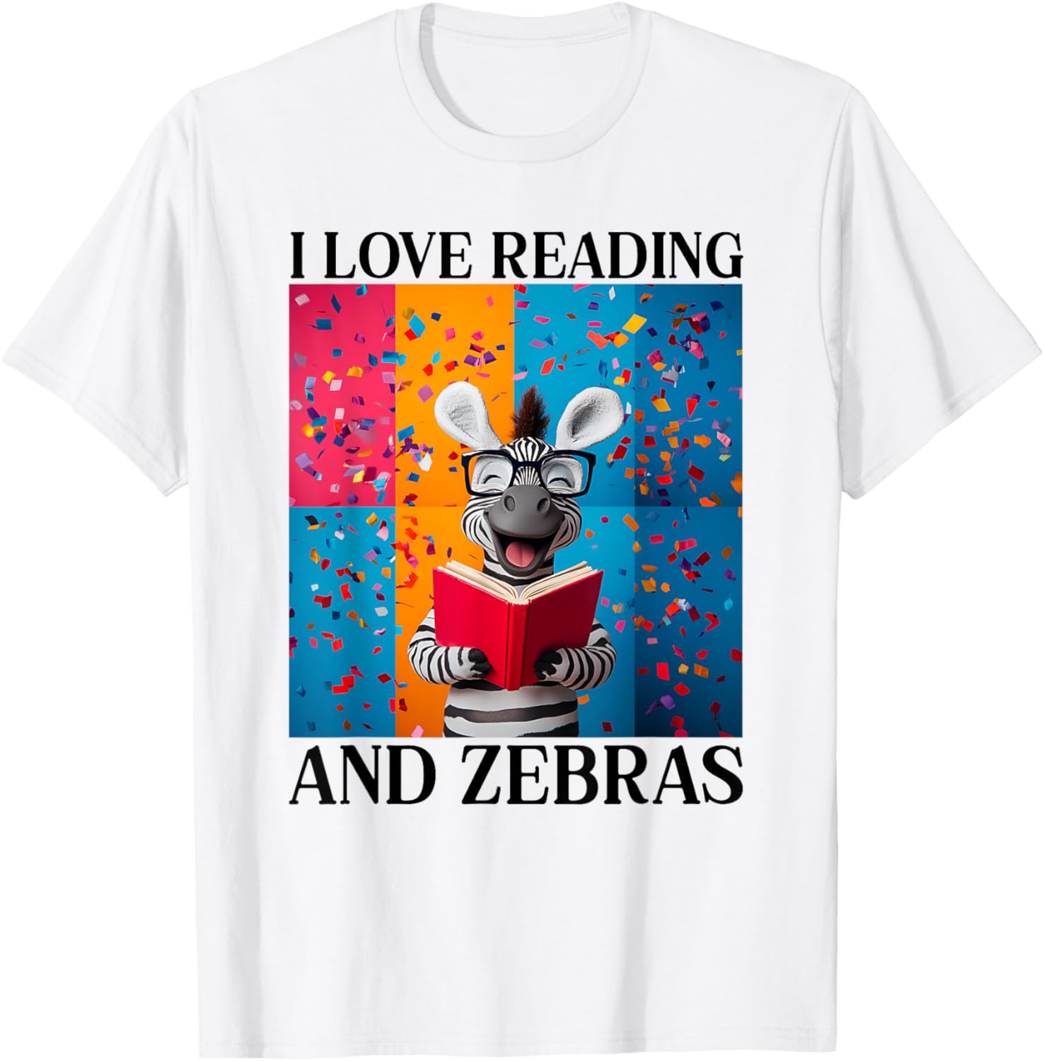 Cute Zebra Reading T-Shirt for Book Lovers - Love Reading Apparel - 1