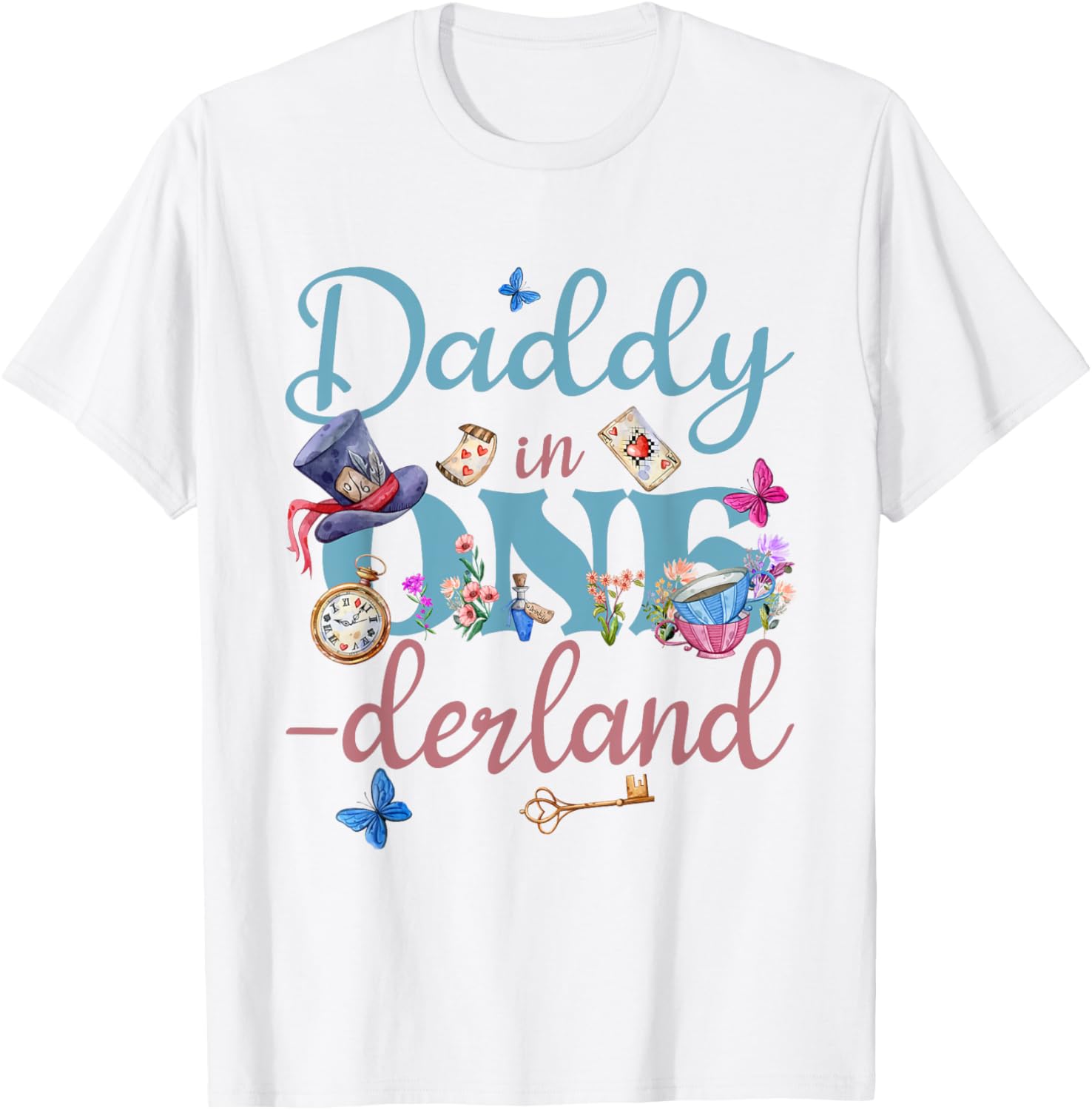 Alice in ONEderland Daddy of Birthday Girl T-Shirt for Celebrations - 11