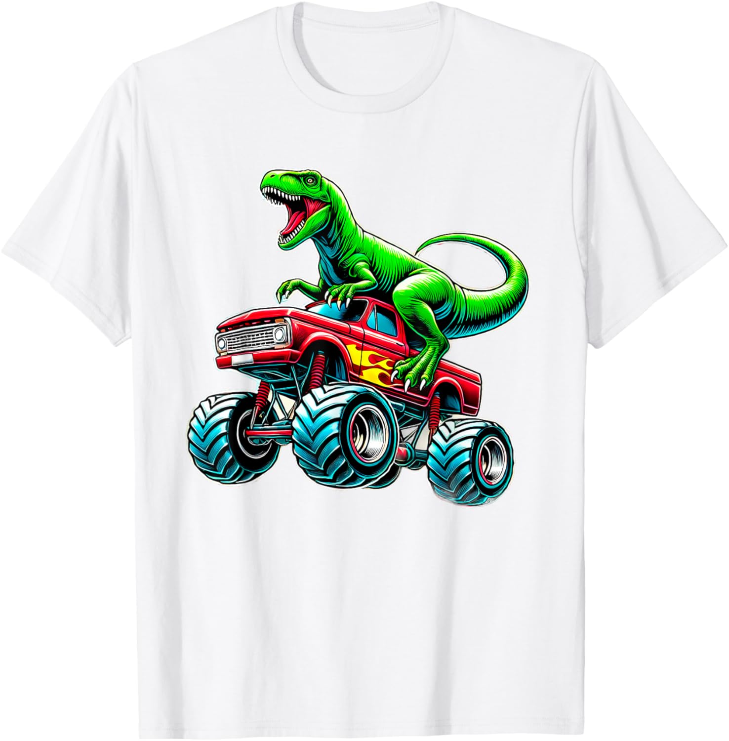 Monster Truck Dinosaur Birthday Party T-Shirt for Boys Fun Gift - 6