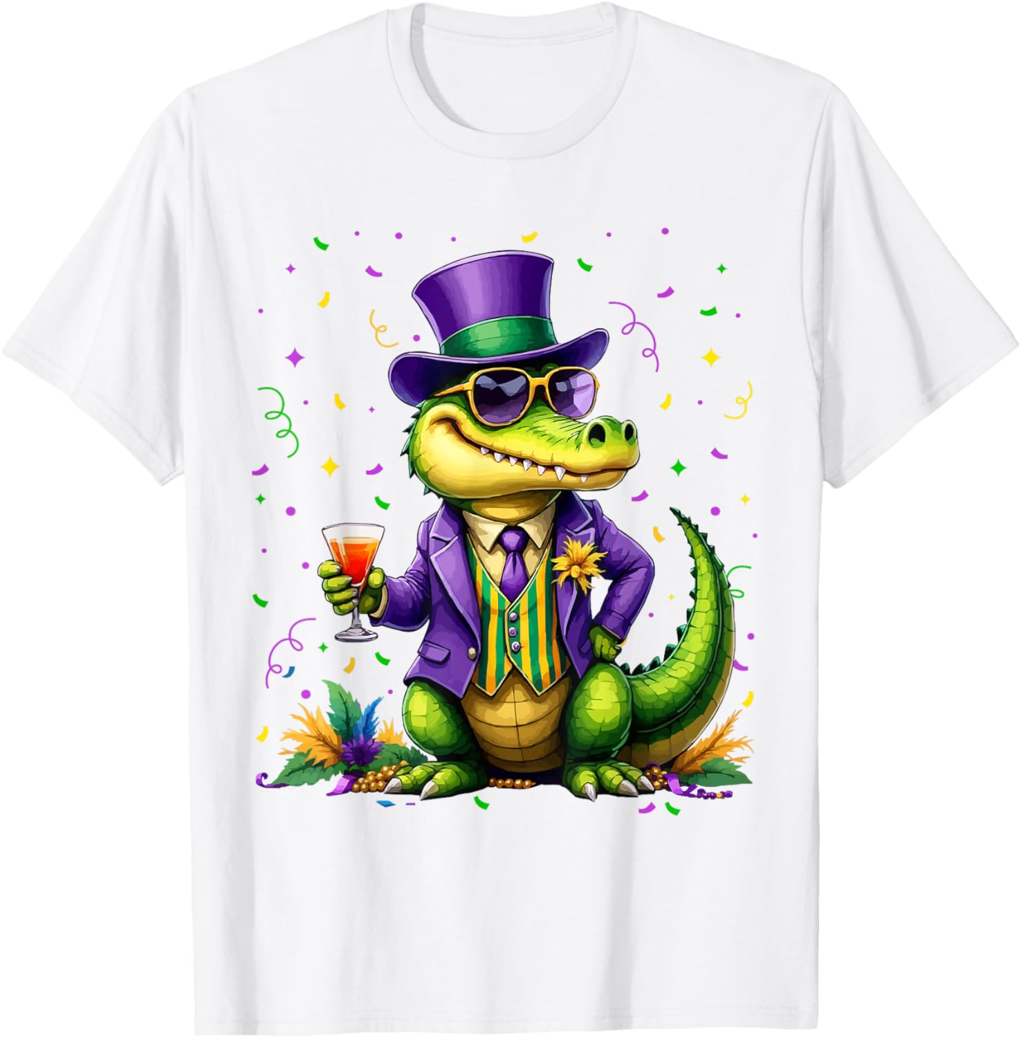 Mardigator Alligator Costume T-Shirt for Mardi Gras Fun Unisex Apparel - 10