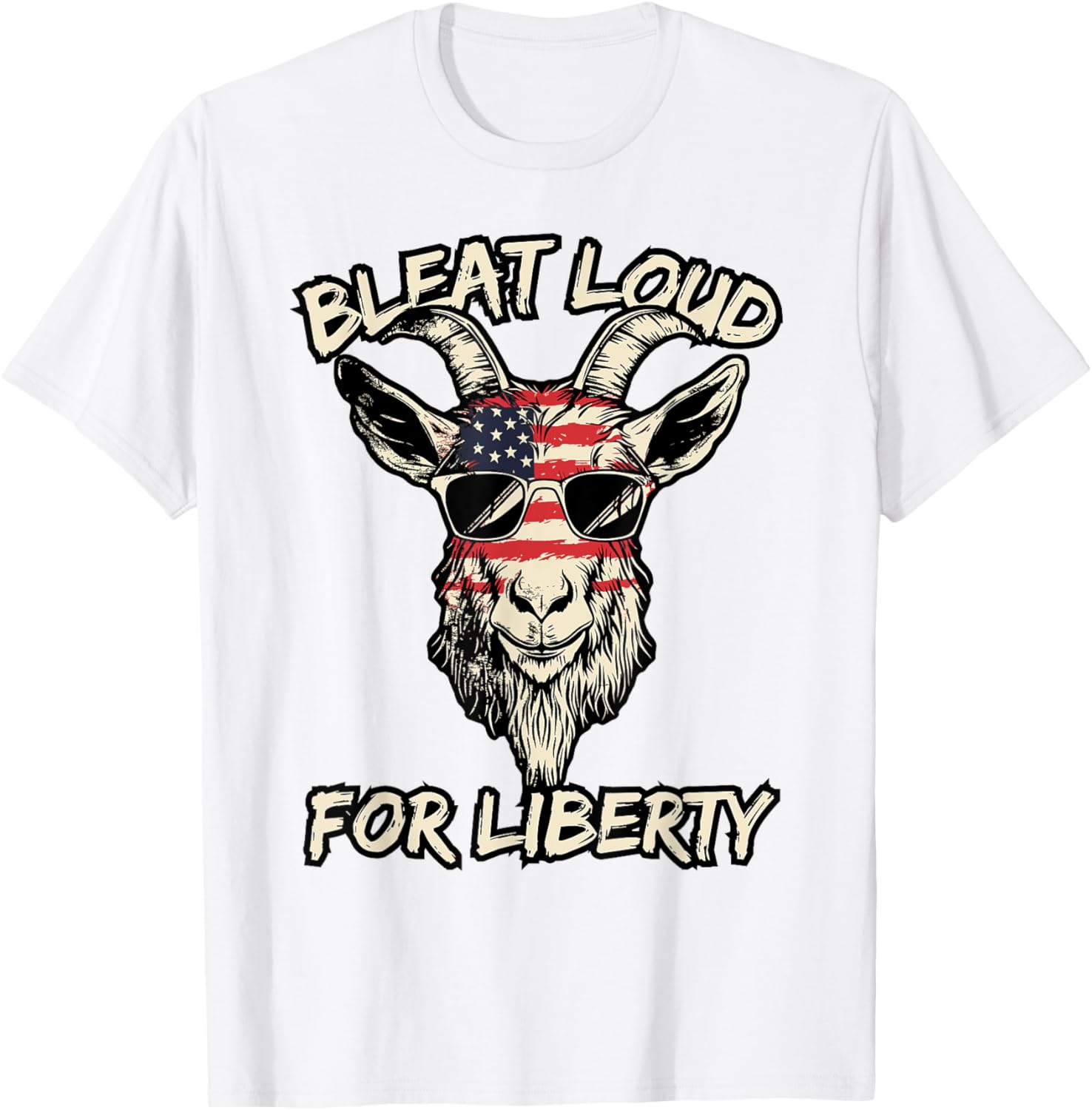Cool American Goat in Sunglasses USA Flag T-Shirt for Patriotic Style - 13