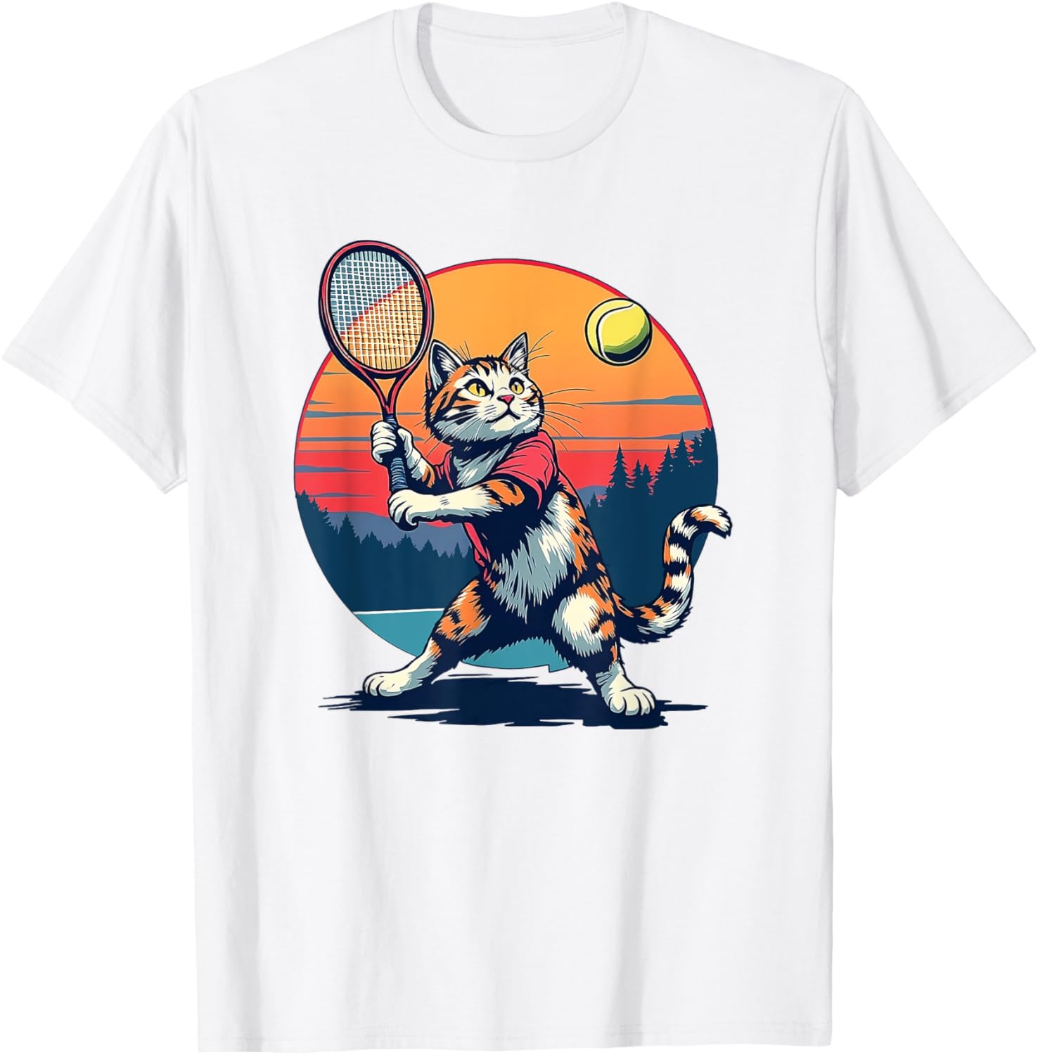 Funny Cat Playing Tennis T-Shirt for Cat Lovers - Unisex Apparel - 5
