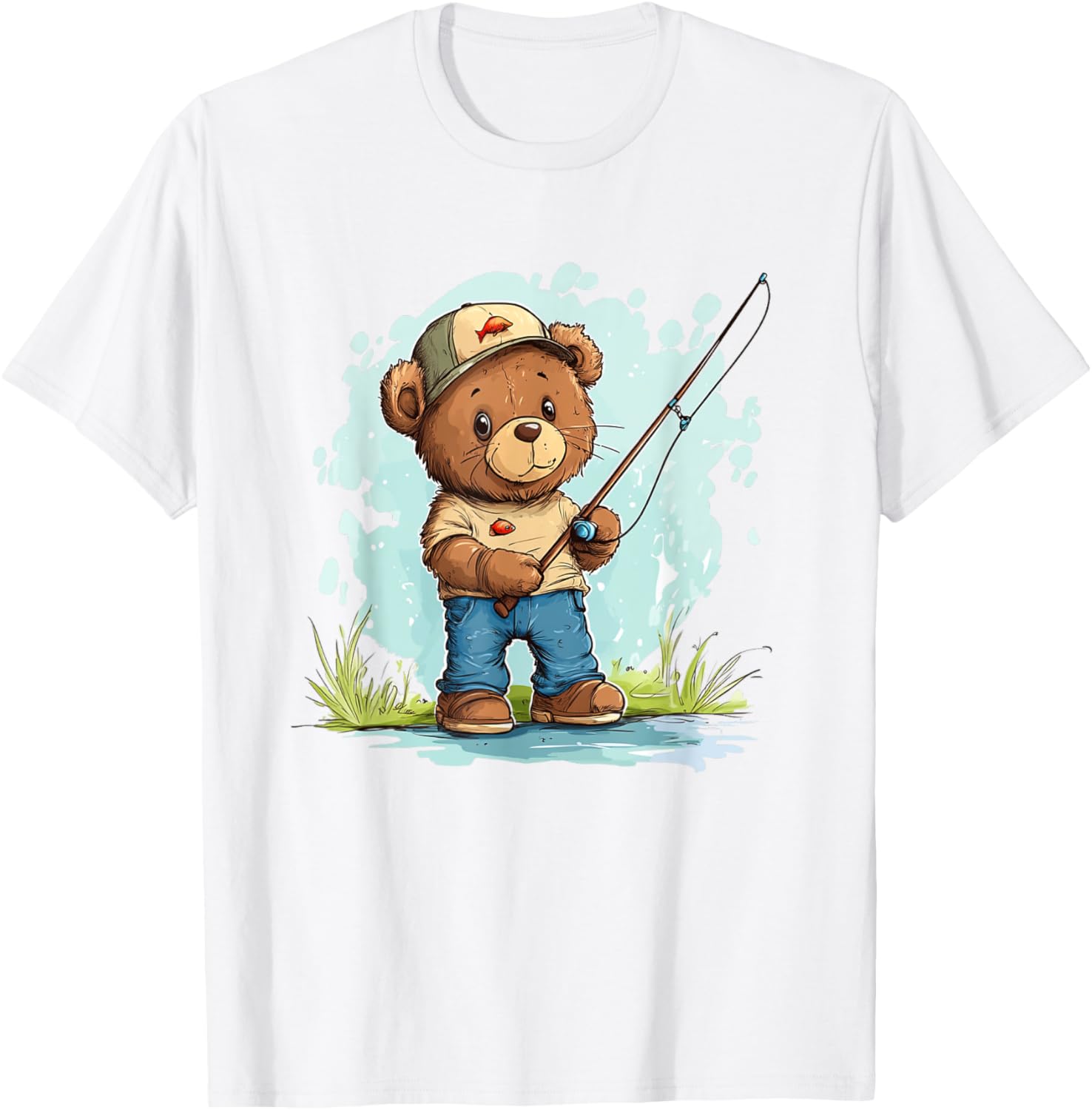 Fishing with Teddy Bear Graphic T-Shirt for Fun Seekers and Adventurers - 15