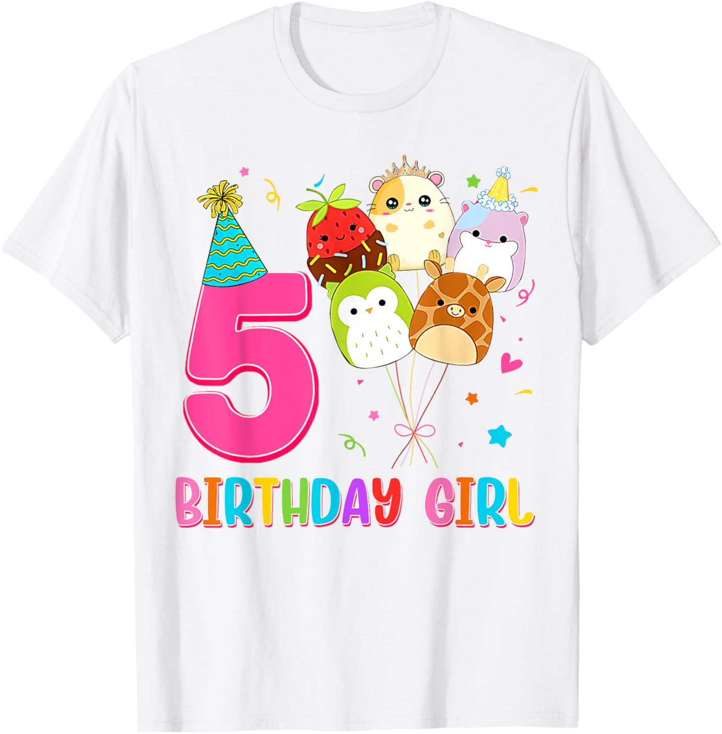 Cute Birthday Girl Squish Squad T-Shirt for 5 Year Old Girls - 24