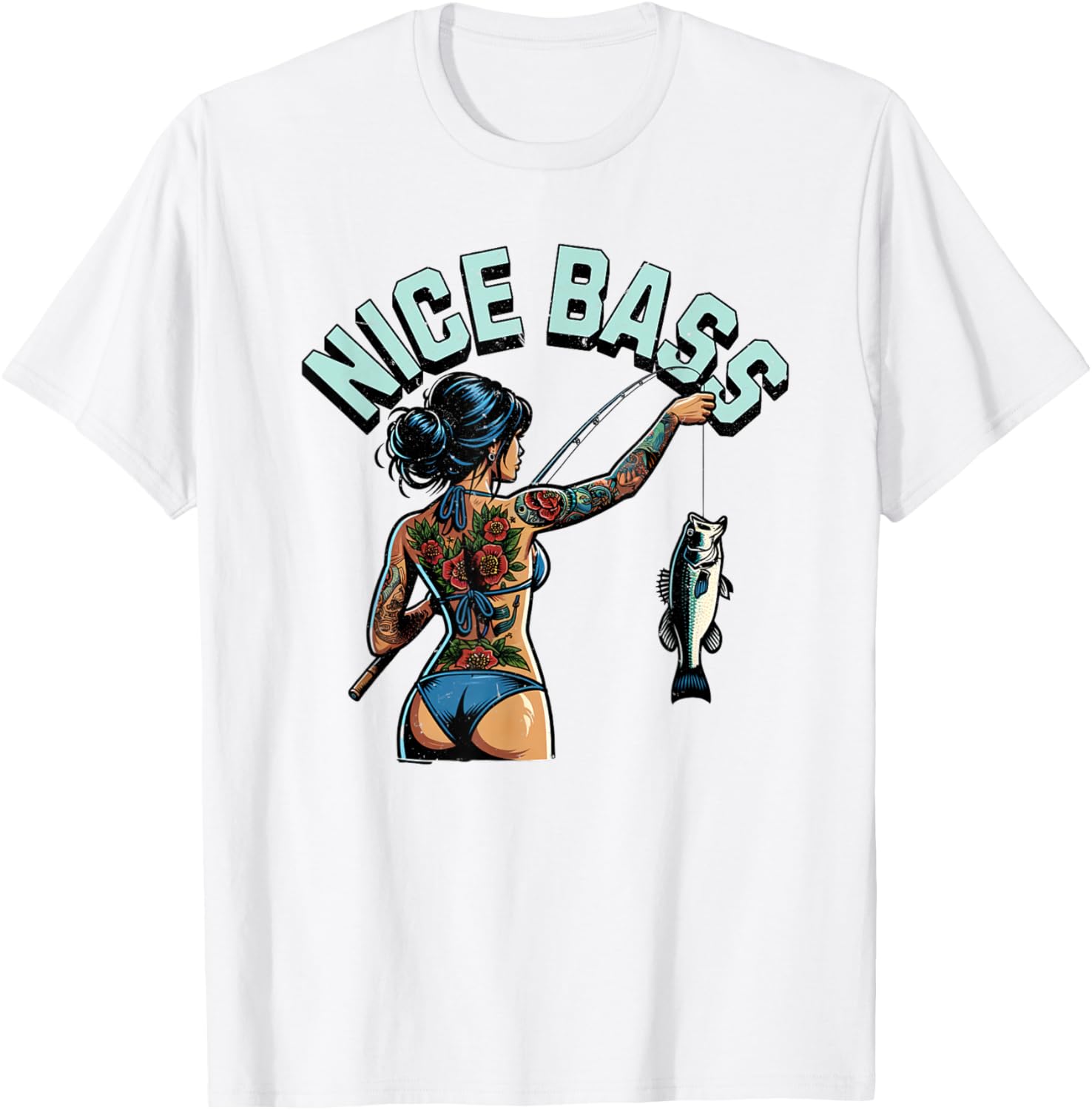 Stylish Bass Fishing Woman in Bikini T-Shirt for Outdoor Enthusiasts - 10
