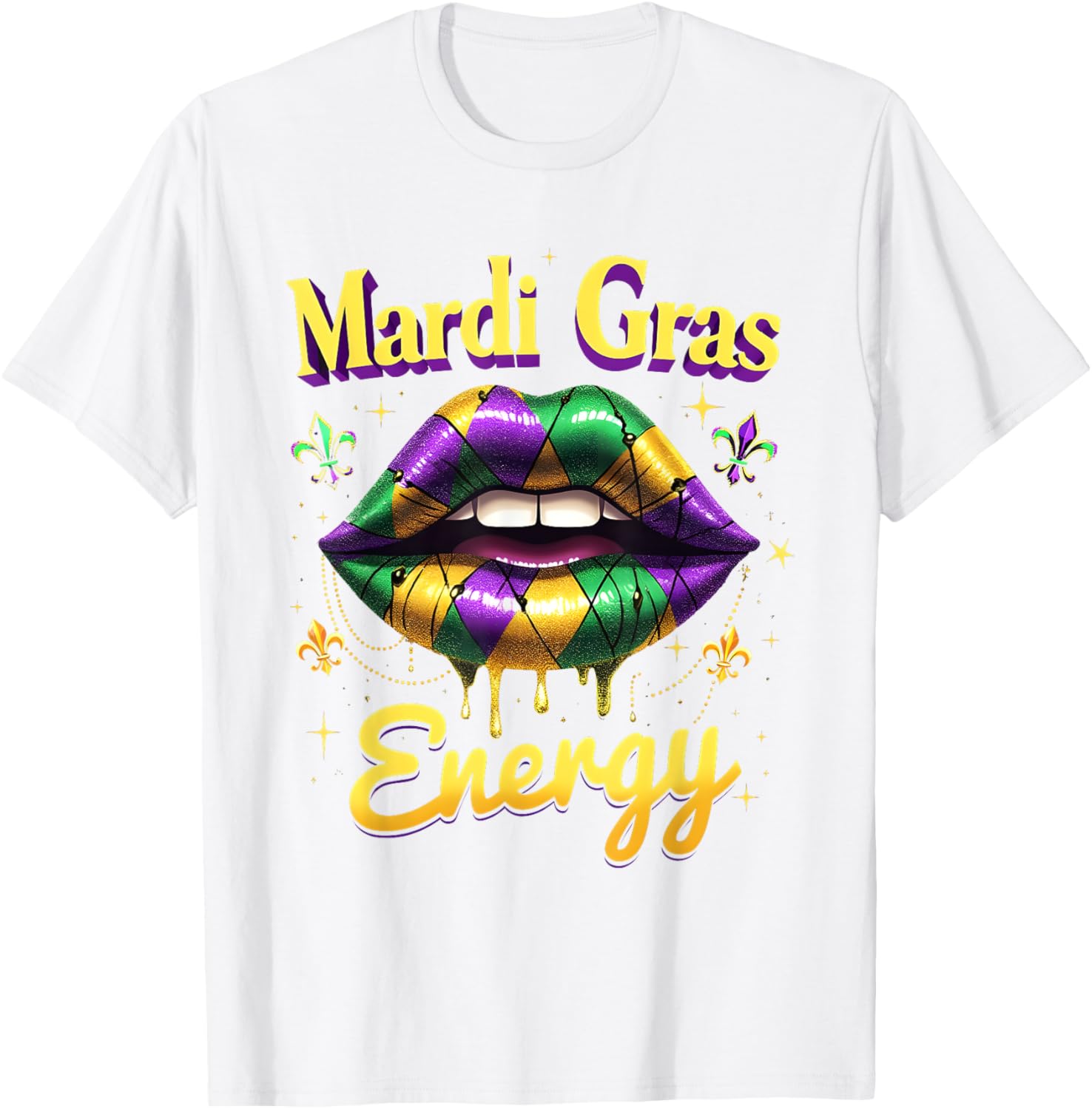 Mardi Gras Energy Carnival Lips T-Shirt New Orleans 2025 Costume Wear - 10