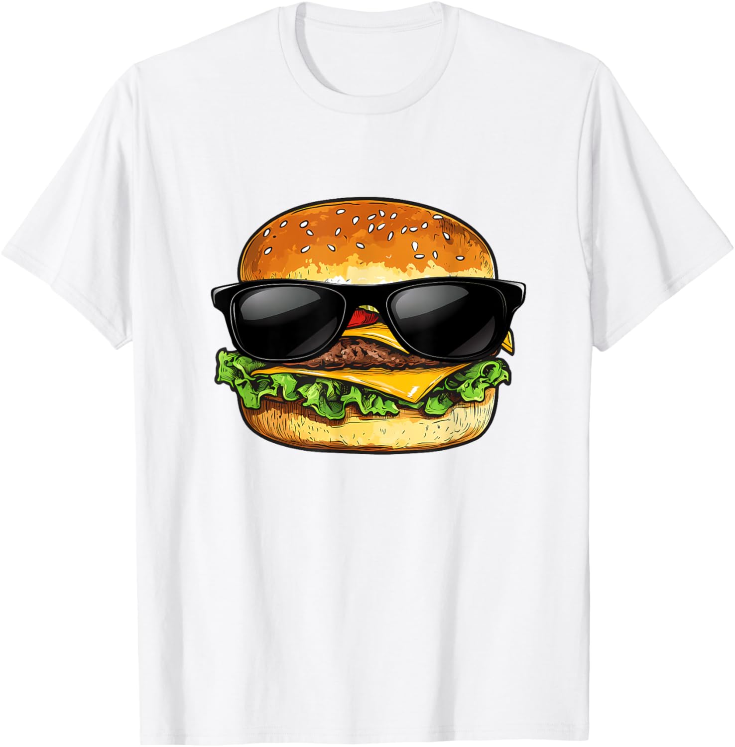 Funny Hamburger Sunglasses Cheese BBQ T-Shirt for Food Lovers - 27