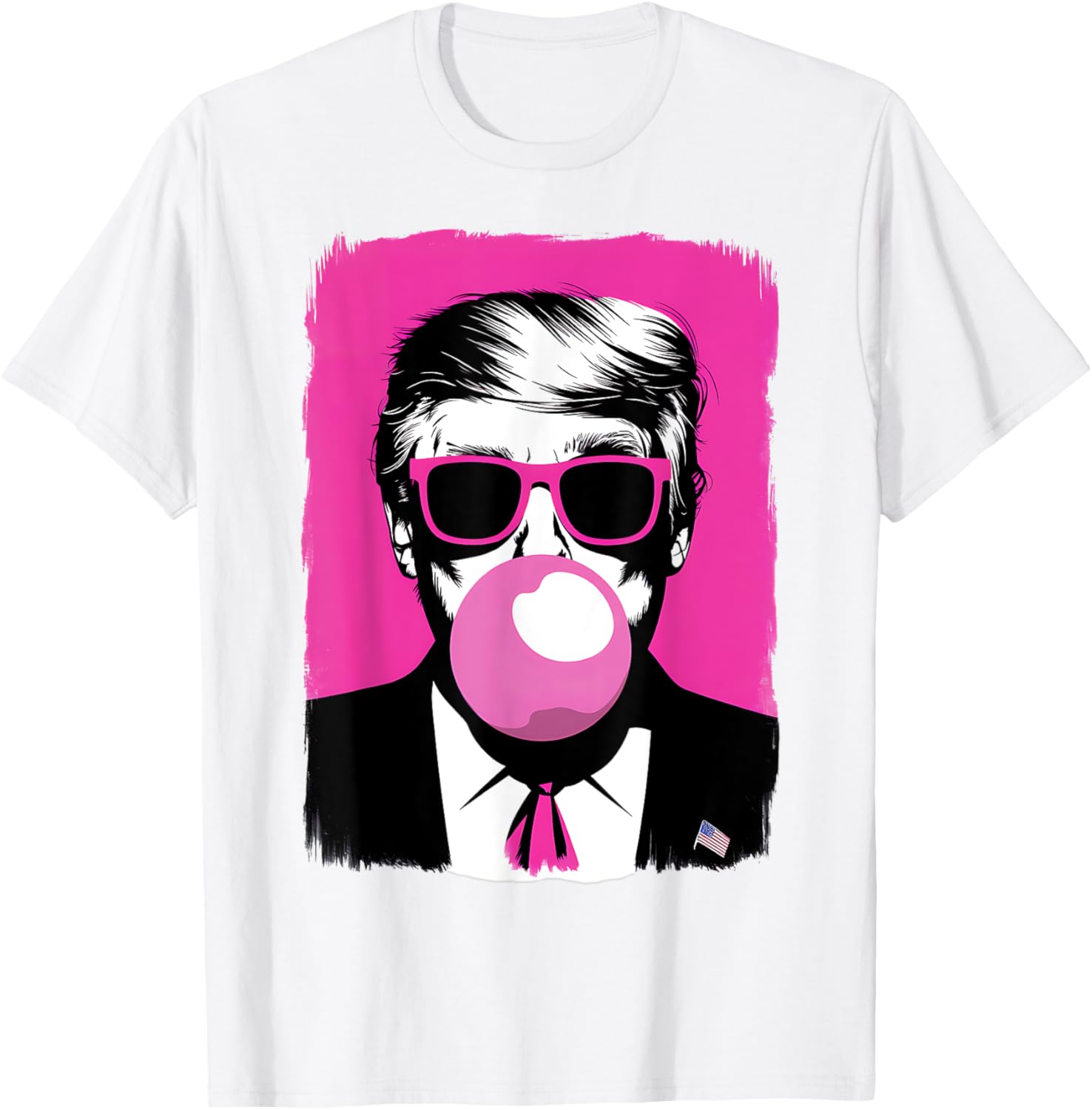 Funny Trump Pink Bubble Gum Sunglasses T-Shirt for Trendy Style - 1
