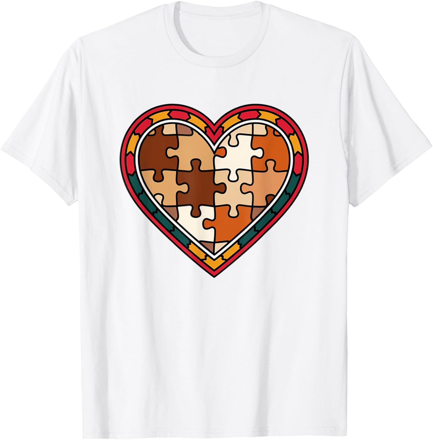 Melanin Heart Puzzle Black History Motivational Afro T-Shirt for All - 11