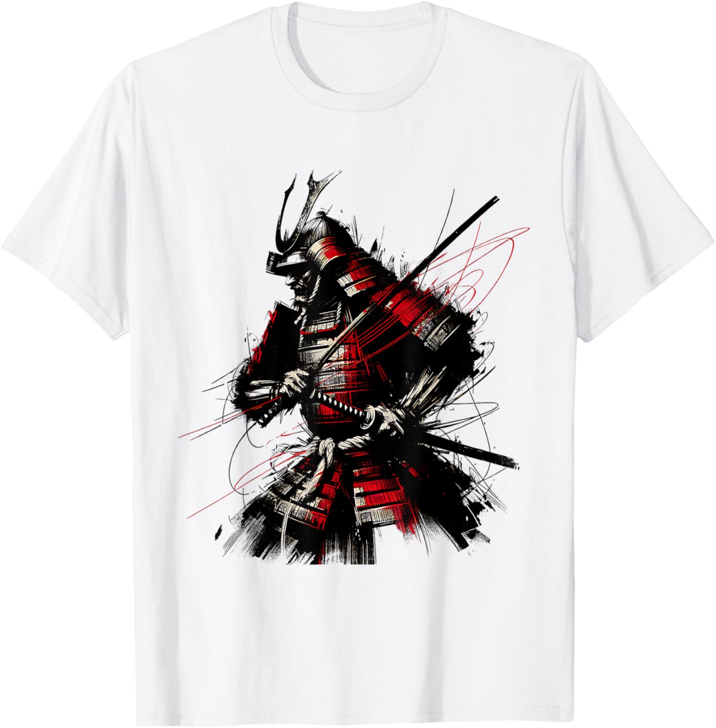 Samurai Brush Stroke Vintage Fighter T-Shirt for Art Lovers - 12