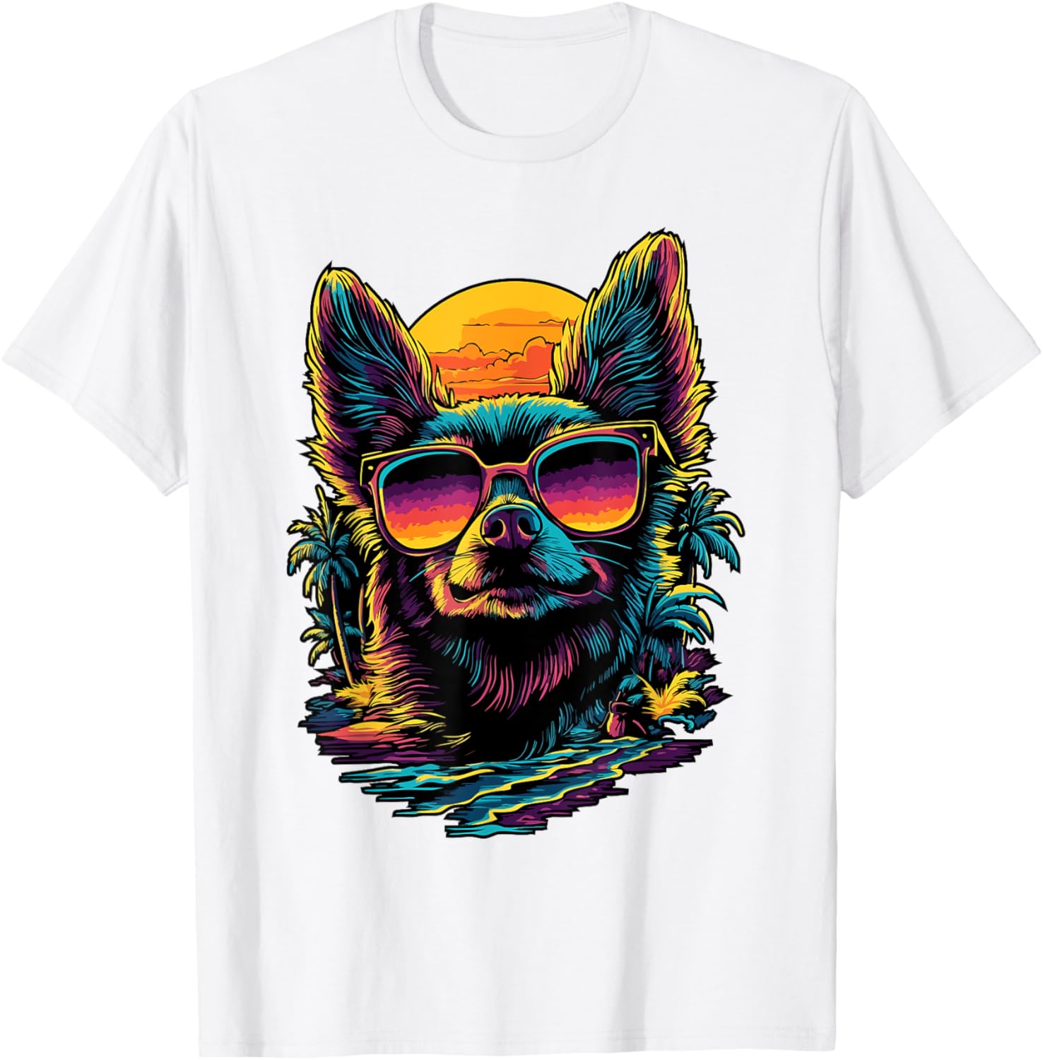 Vintage Sunset Chihuahua T-Shirt for Dog Lovers - Cute Pet Apparel - 10