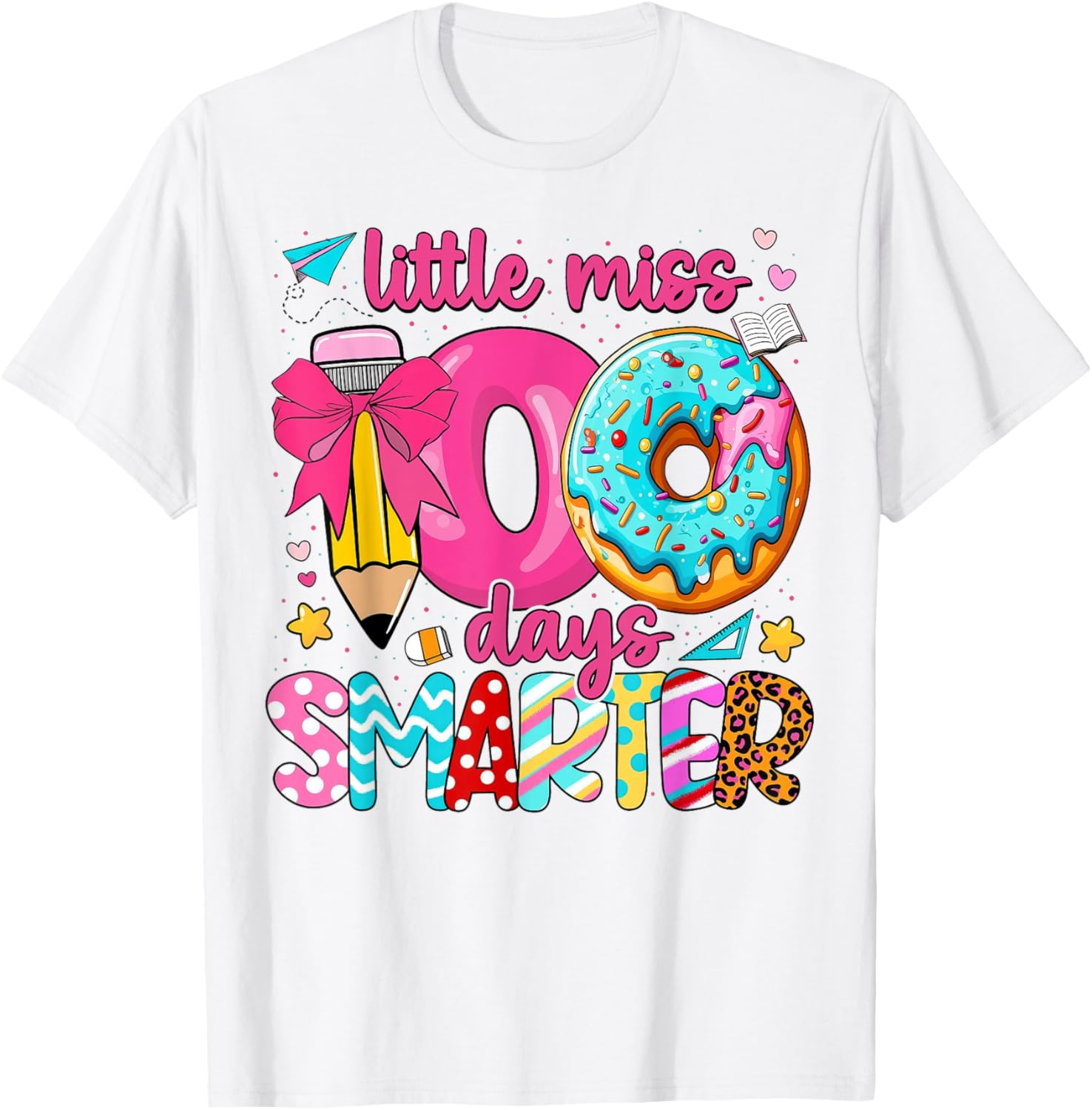 Little Miss 100 Days Smarter Girls T-Shirt for 100th Day of School - 1