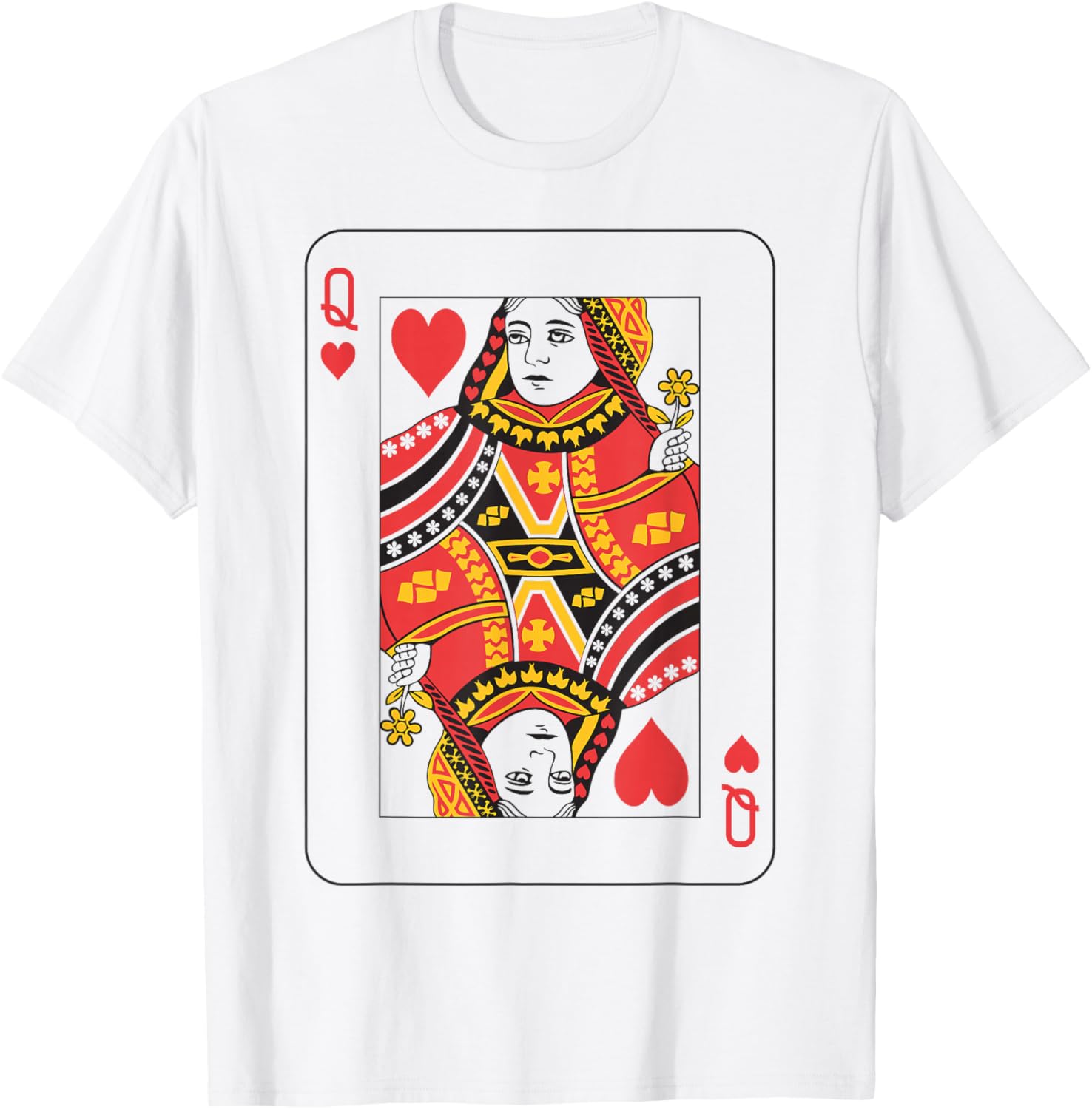 Queen of Hearts Costume T-Shirt | Fun Card Deck Design for Parties - 1