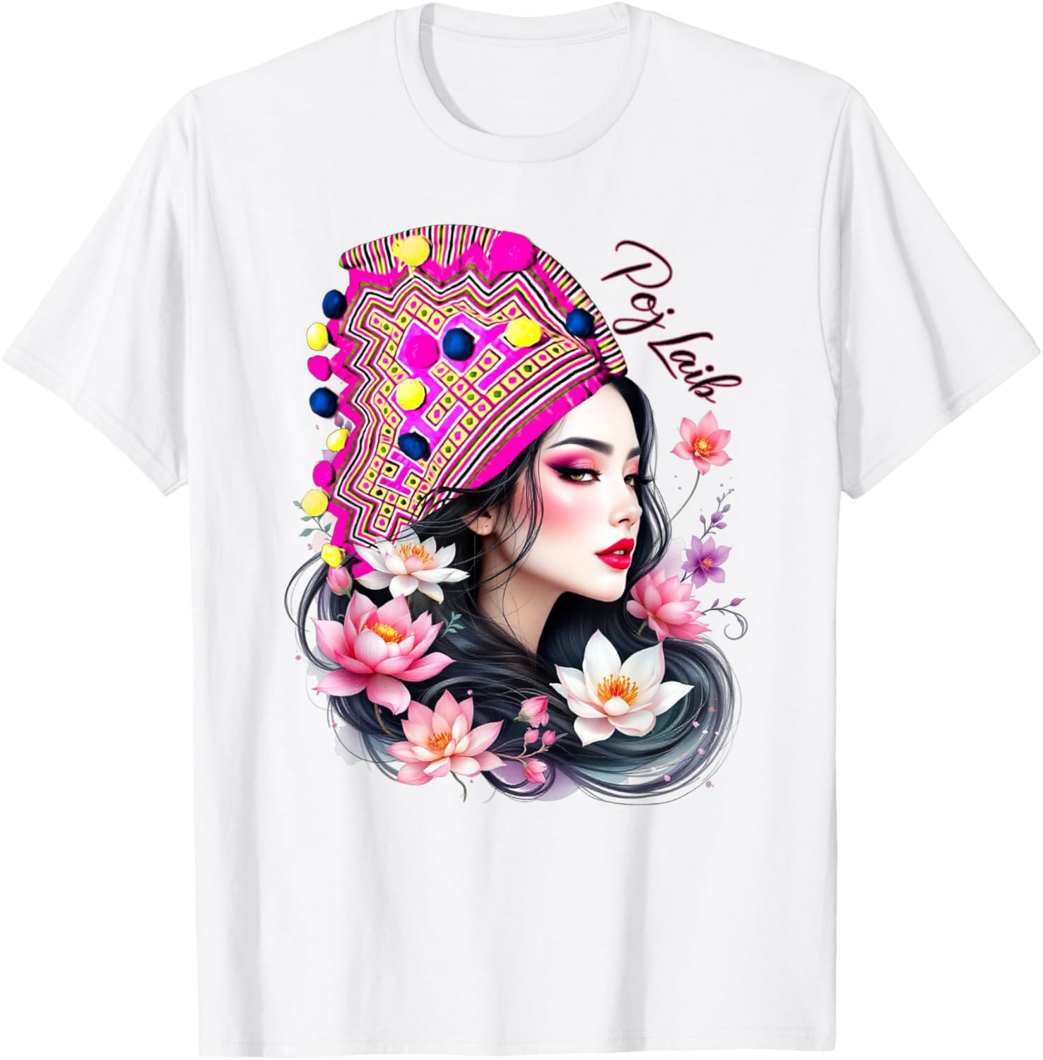 Hmong Proud Floral T-Shirt for Adults and Kids – Lightweight Black Tee - 22