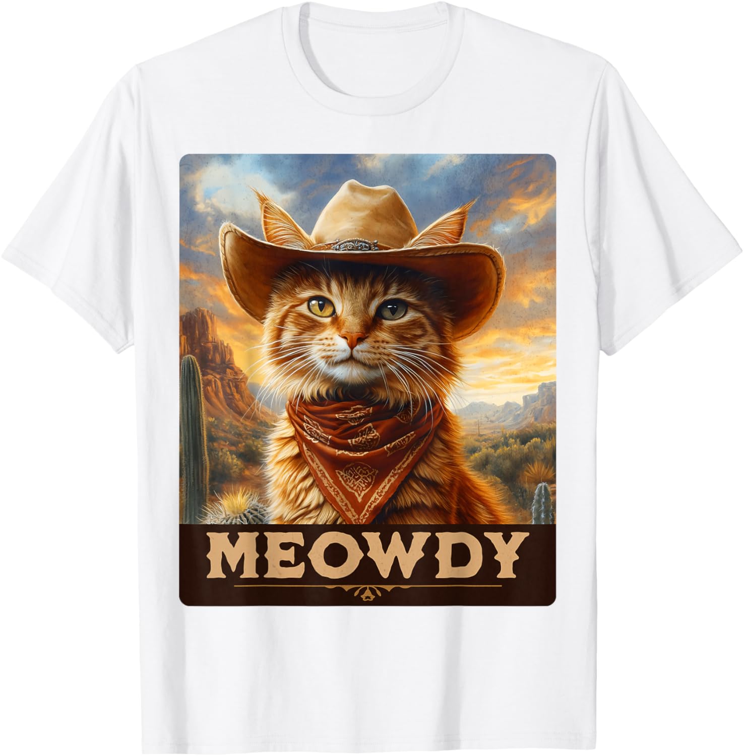 Meowdy Cowboy Cat T-Shirt for Wild West Cat Lovers and Fans - 16