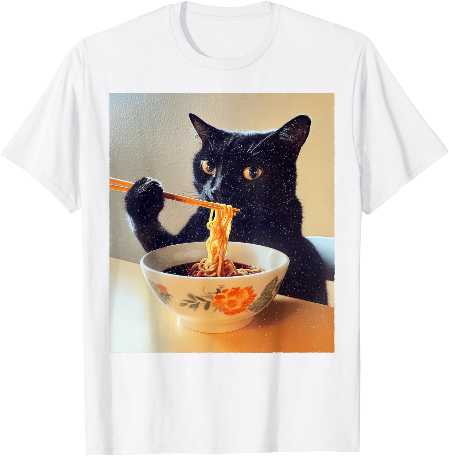 Funny Black Cat Ramen Lover T-Shirt for Noodle Enthusiasts - 6