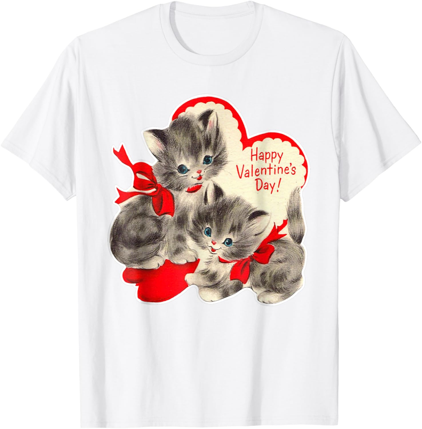 Vintage Valentine's Day Cat T-Shirt Retro Kitten Love Top for Pet Lovers - 17