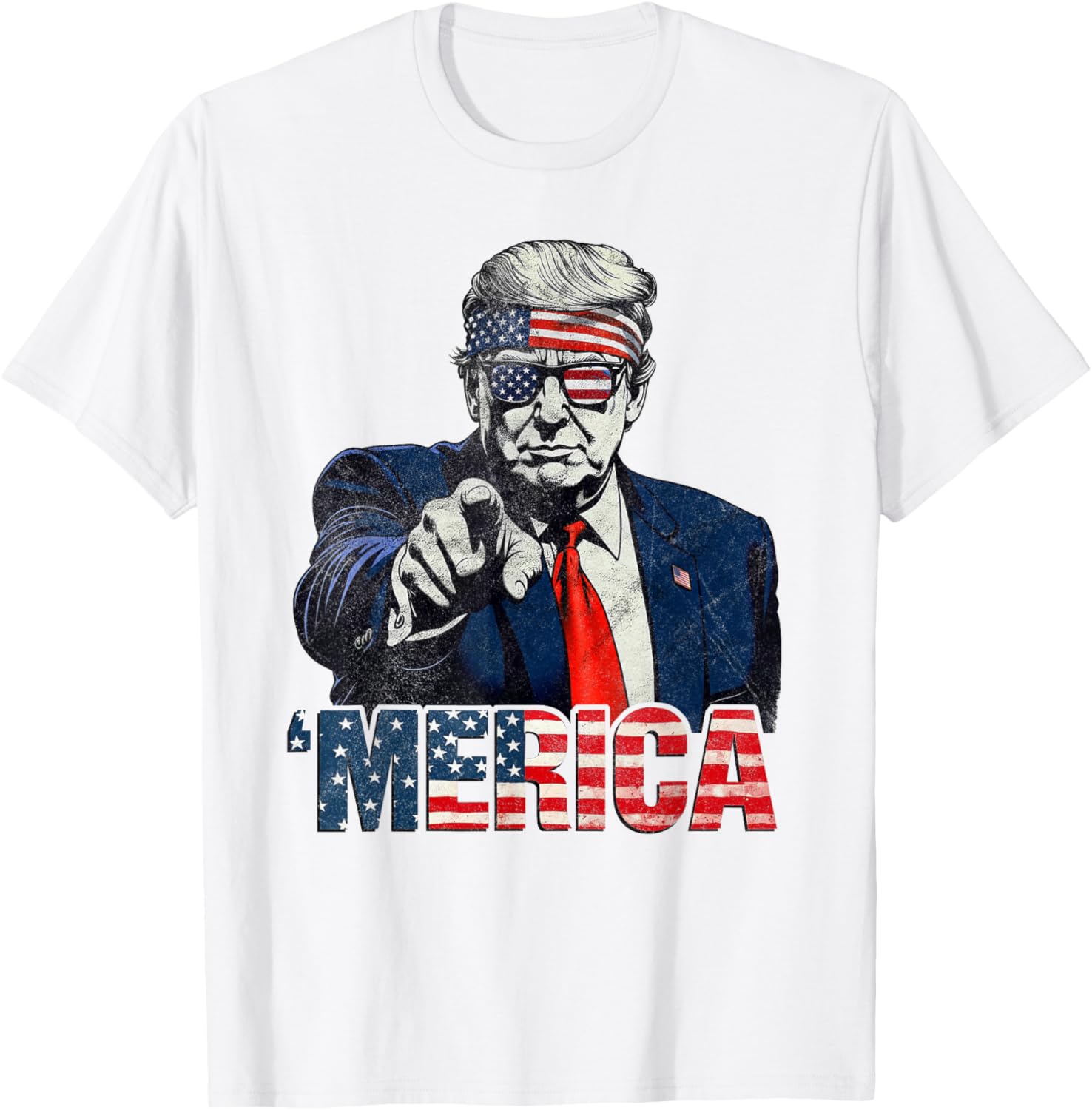 Happy 4th of July Merica Trump American Flag T-Shirt for Celebrations - 15