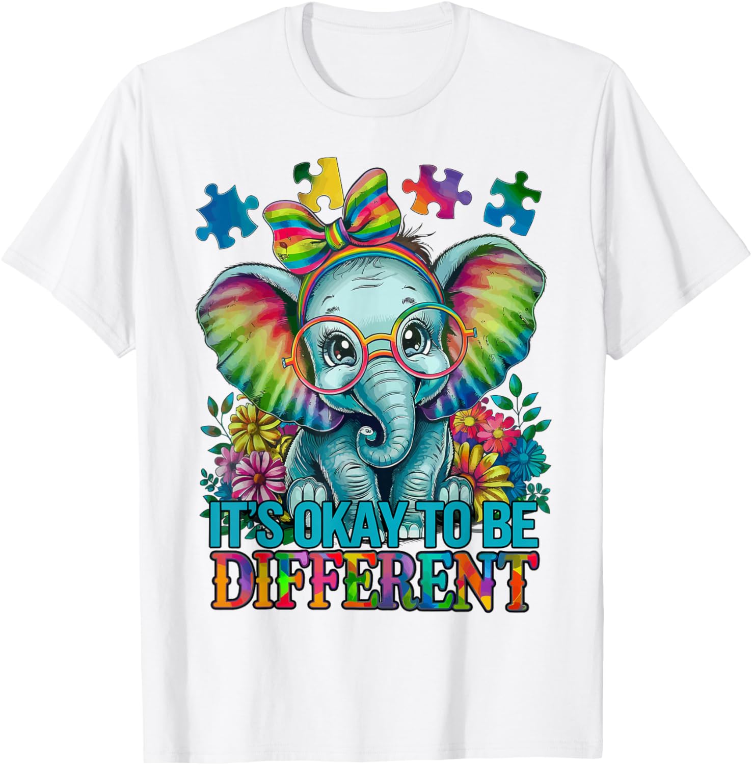 Cute Elephant Autism Awareness T-Shirt Embrace Differences in Style - 1