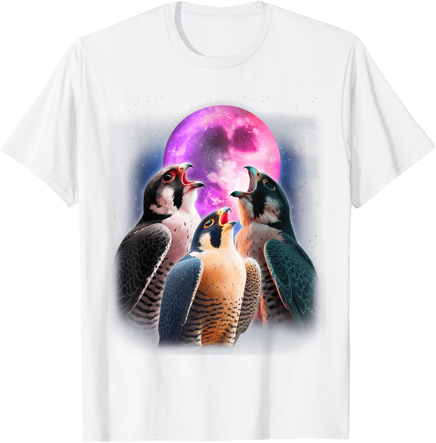 Funny Peregrine Falcon T-Shirt Howling at the Moon for Bird Lovers - 26