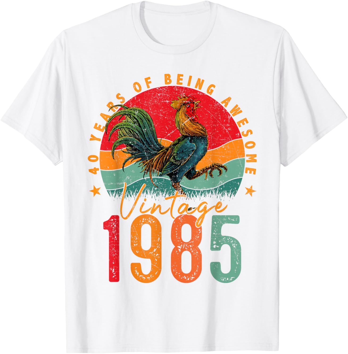 Vintage 1985 Chicken 40th Birthday Mens T-Shirt for 40 Year Old Gifts - 24
