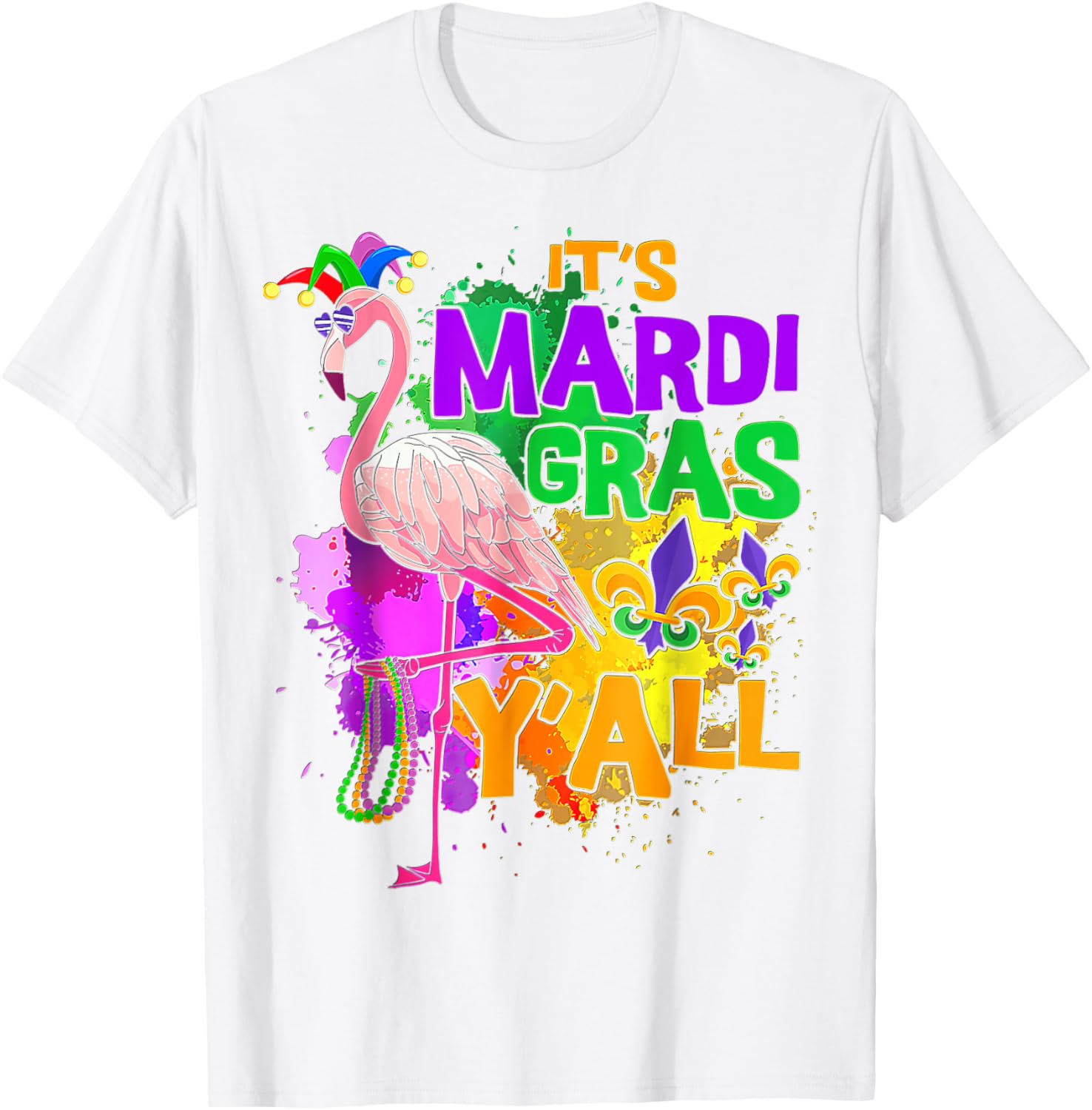 Flamingo Mardi Gras Carnival Party T-Shirt for Fun Festive Celebrations - 27