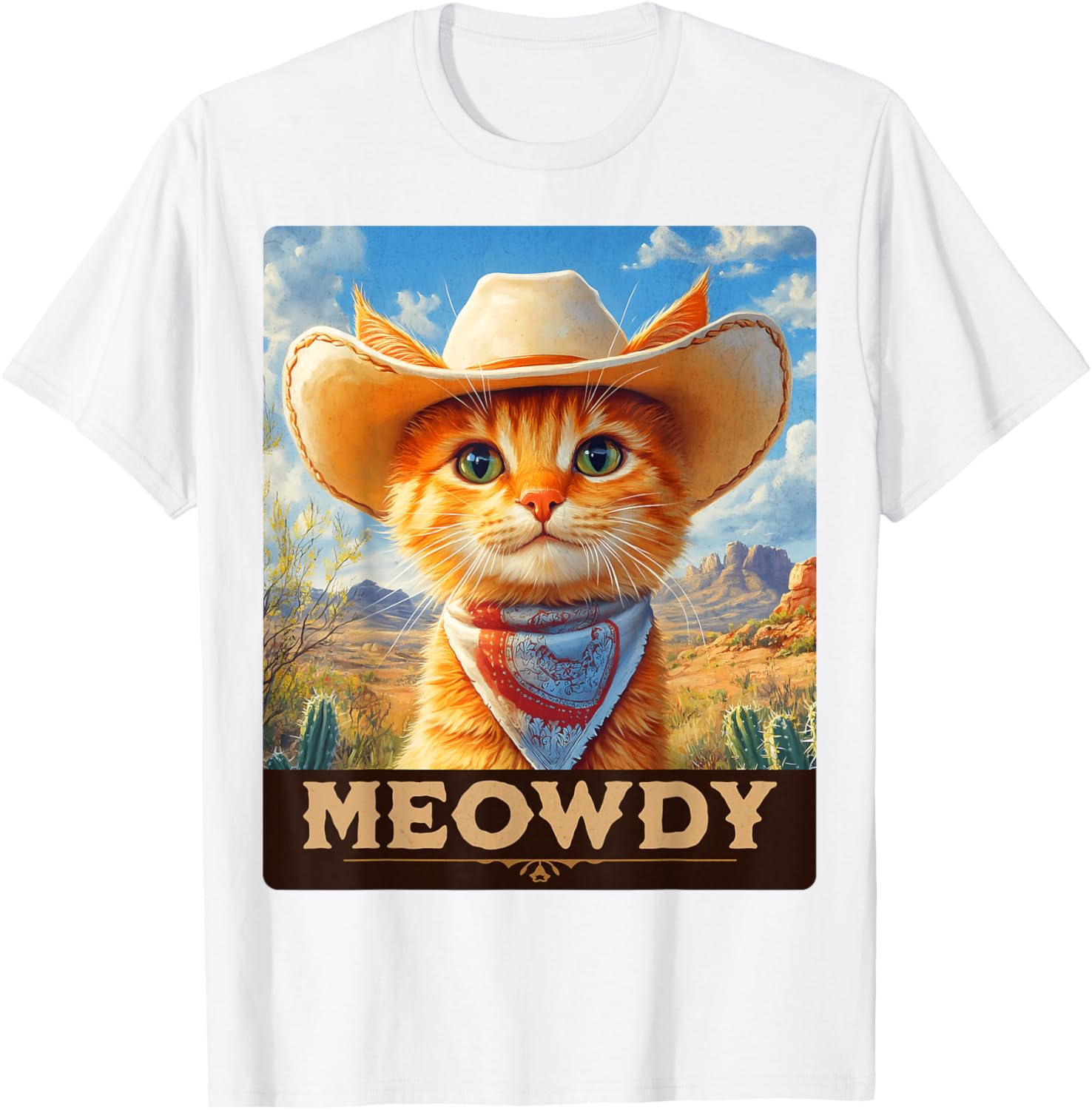 Meowdy Cowboy Cat T-Shirt for Wild West Lovers - Fun Pet Apparel - 19