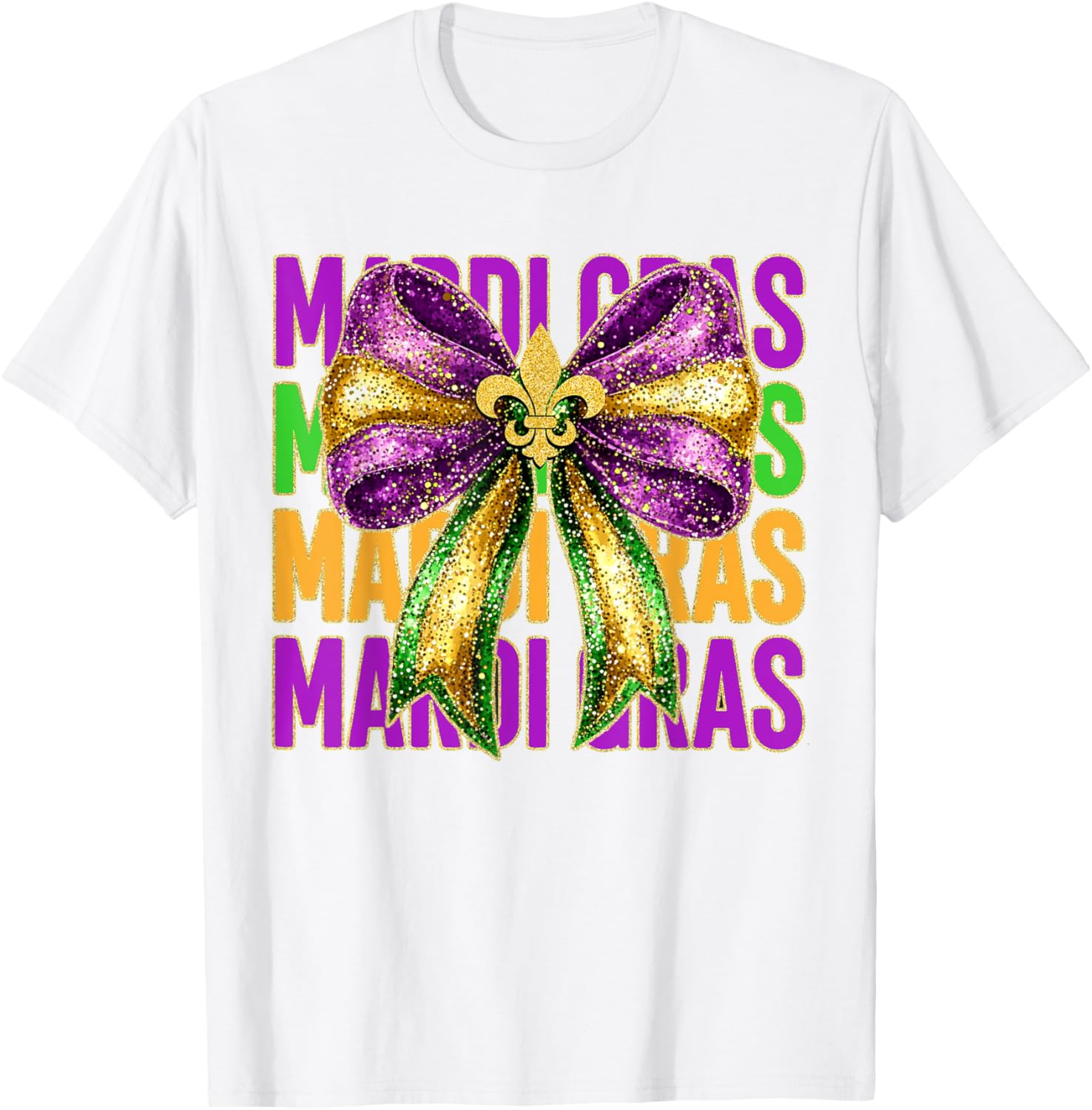 Mardi Gras Coquette Bow Women's T-Shirt for Fat Tuesday Celebrations - 3
