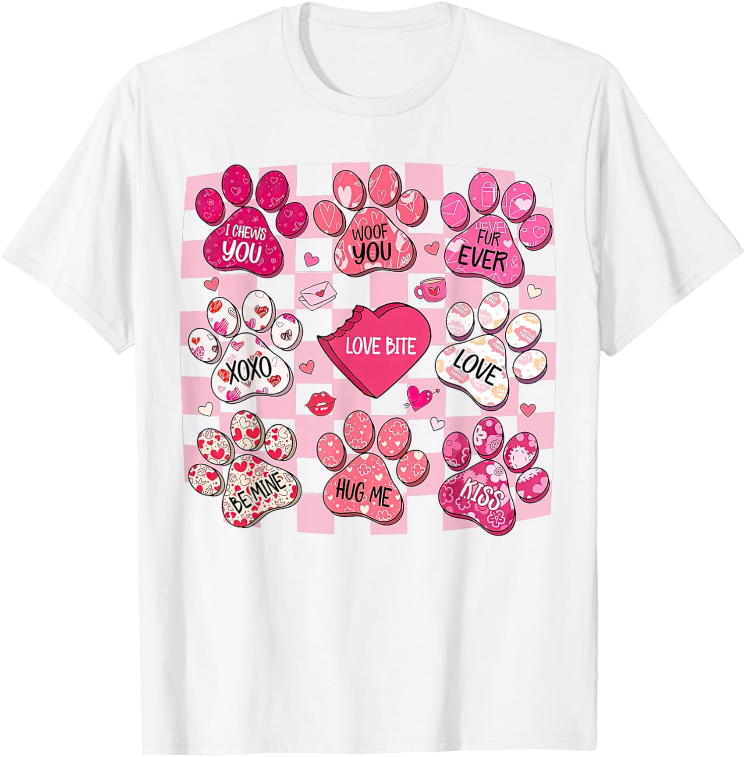Cute Dog Paw Heart T-Shirt for Valentine's Day - Perfect Gift for Dog Lovers - 20