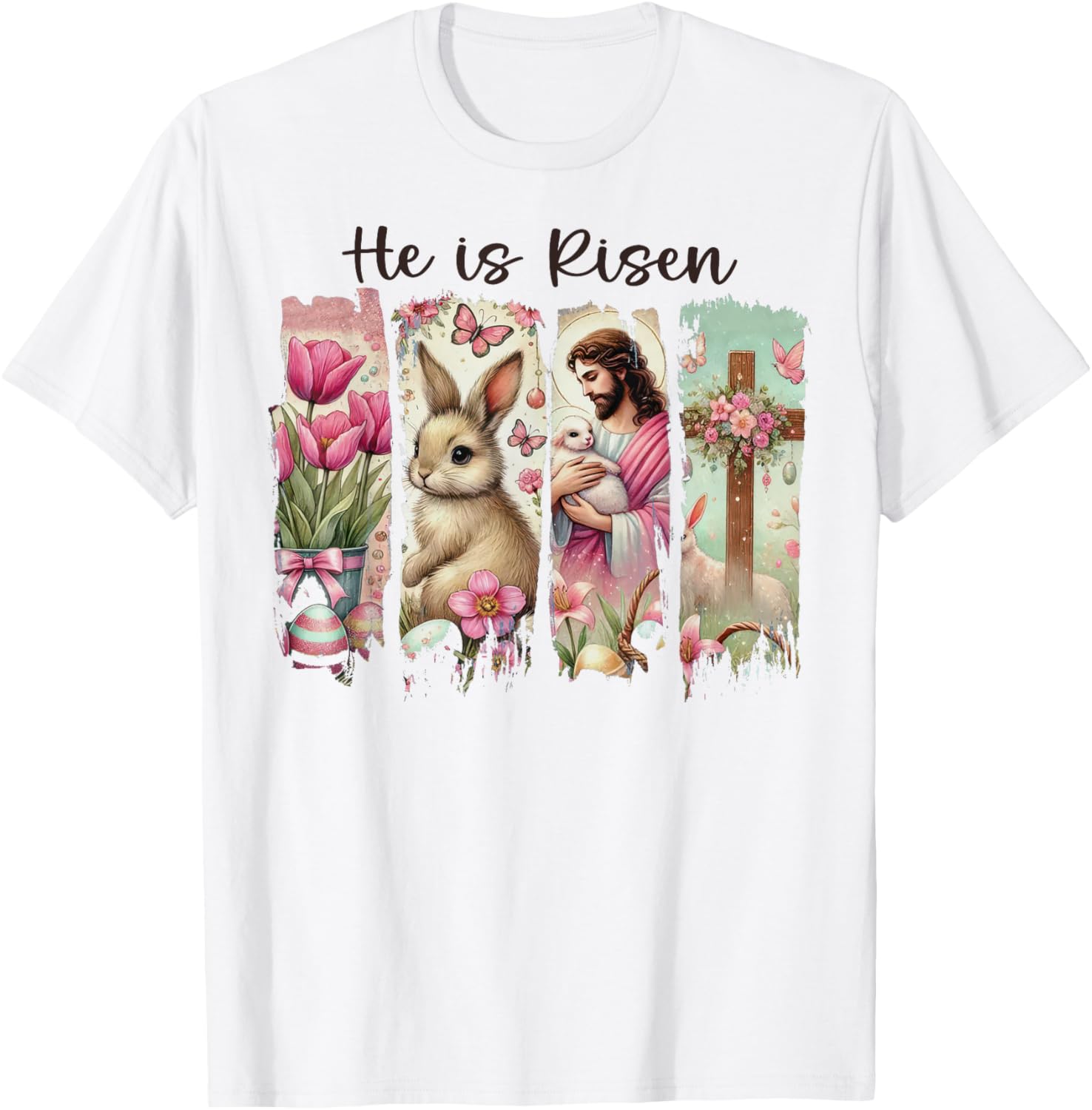 He is Risen Easter T-Shirt for Women - Inspirational Christian Apparel - 5