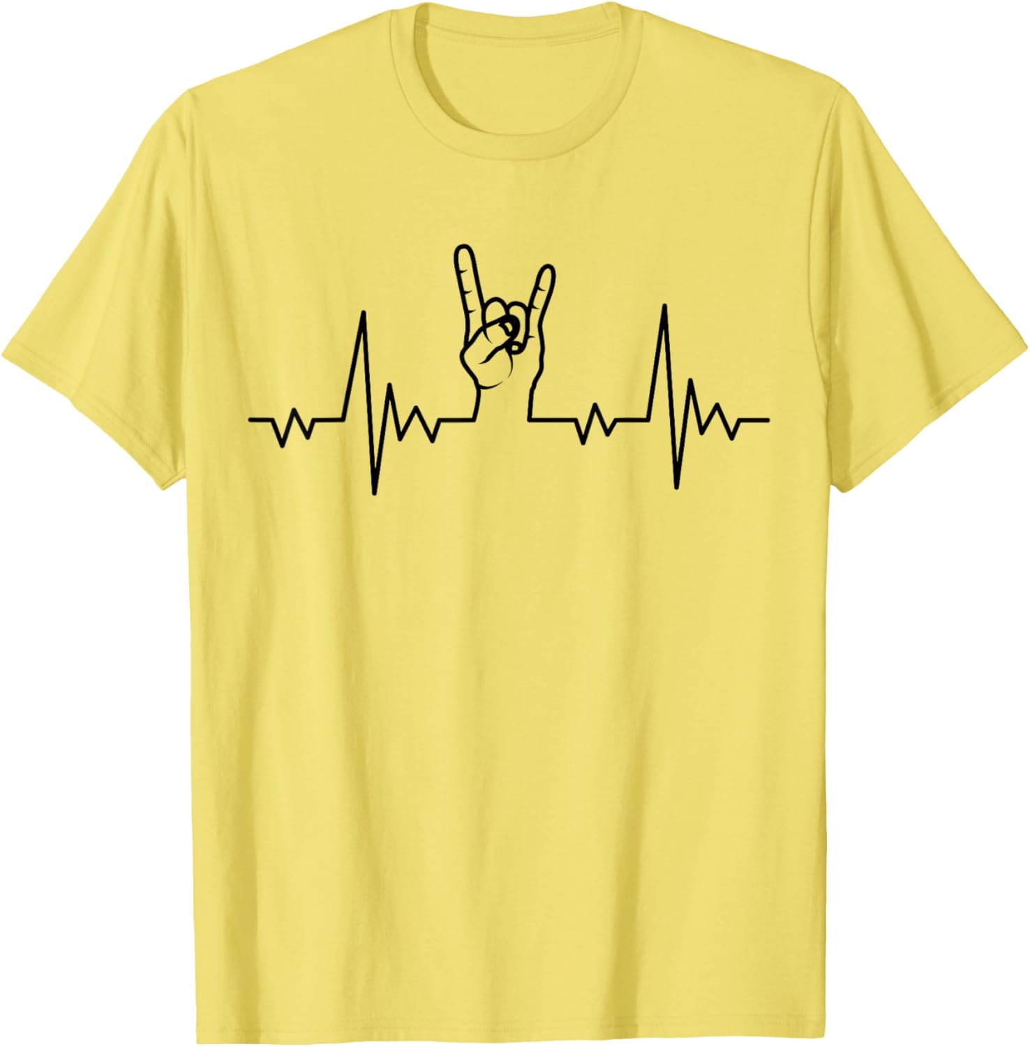 Heavy Metal Heartbeat Rock Band T-Shirt with Hand Horns Design - 6