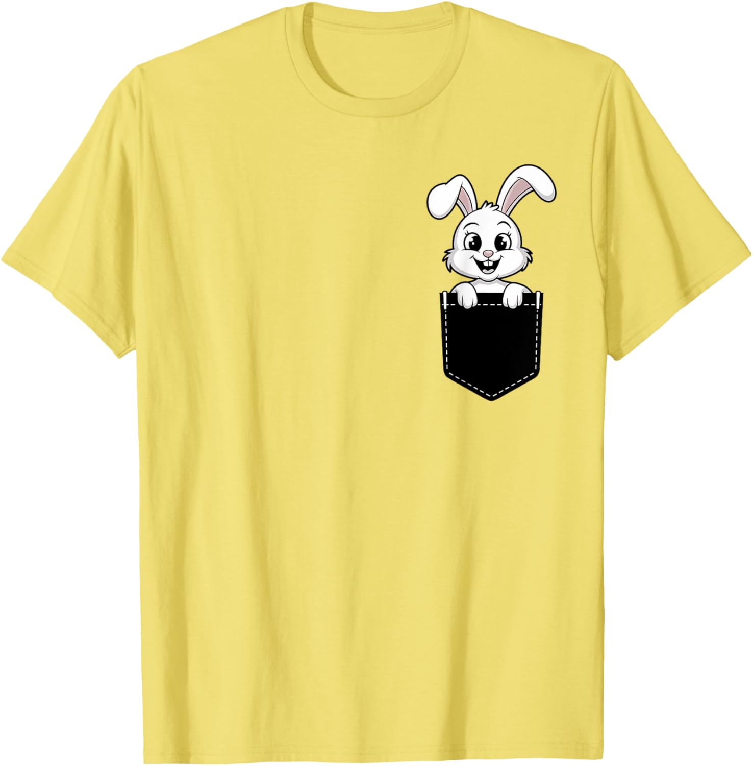 Cute Funny Rabbit in Pocket T-Shirt for Men and Women - Animal Lovers Design - 8