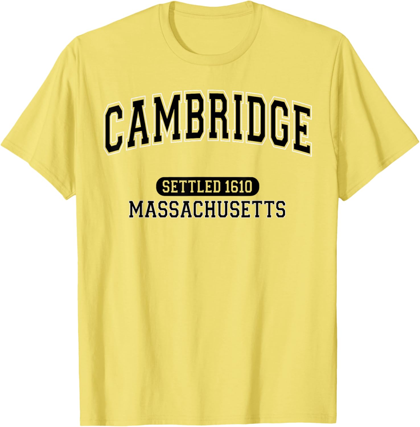 Vintage Arched Black T-Shirt Celebrating Cambridge Massachusetts 1610 - 2