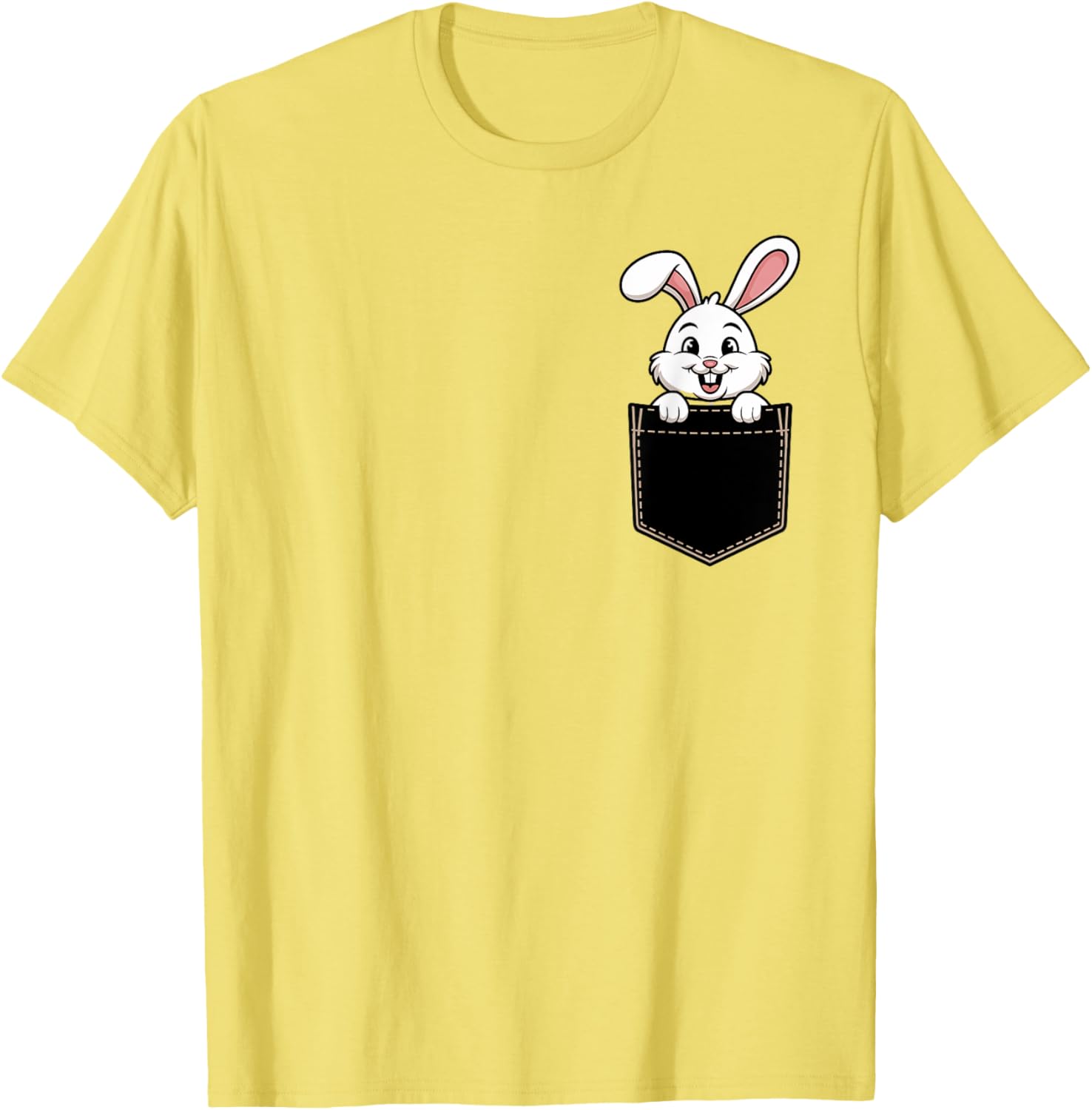 Cute Funny Rabbit Pocket T-Shirt for Men and Women - Adorable Animal Tee - 15