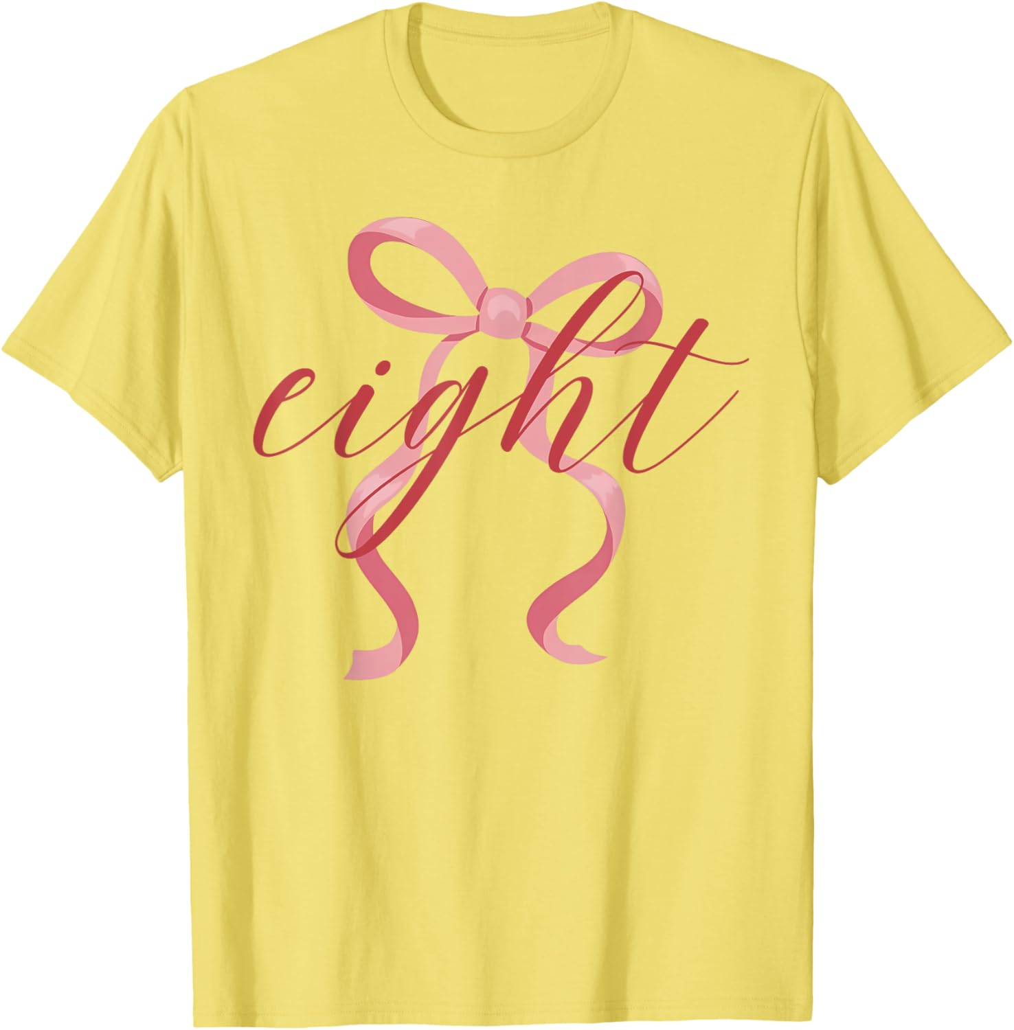 Pink Coquette Bow T-Shirt for 8 Year Old Girl's Birthday Celebration - 8