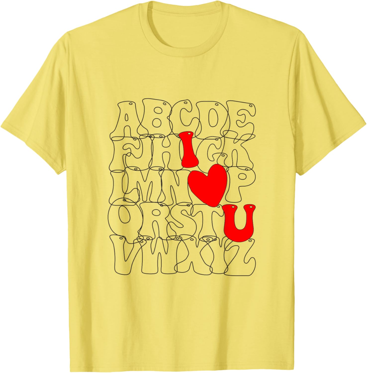 Cute Alphabet ABC I Love You Heart T-Shirt for Valentine's Day Fun - 8
